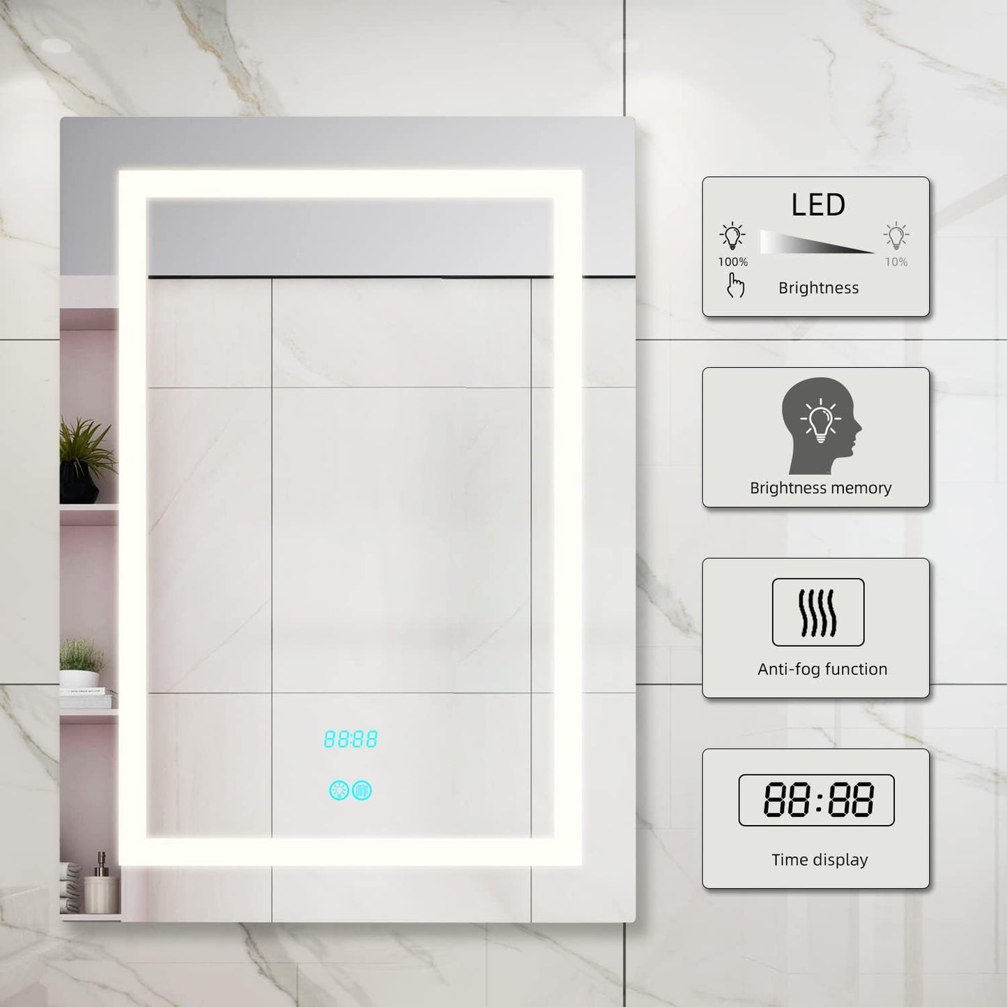 (New Open Box) Tech Drive Bathroom Mirror with led Lights Bathroom Vanity
