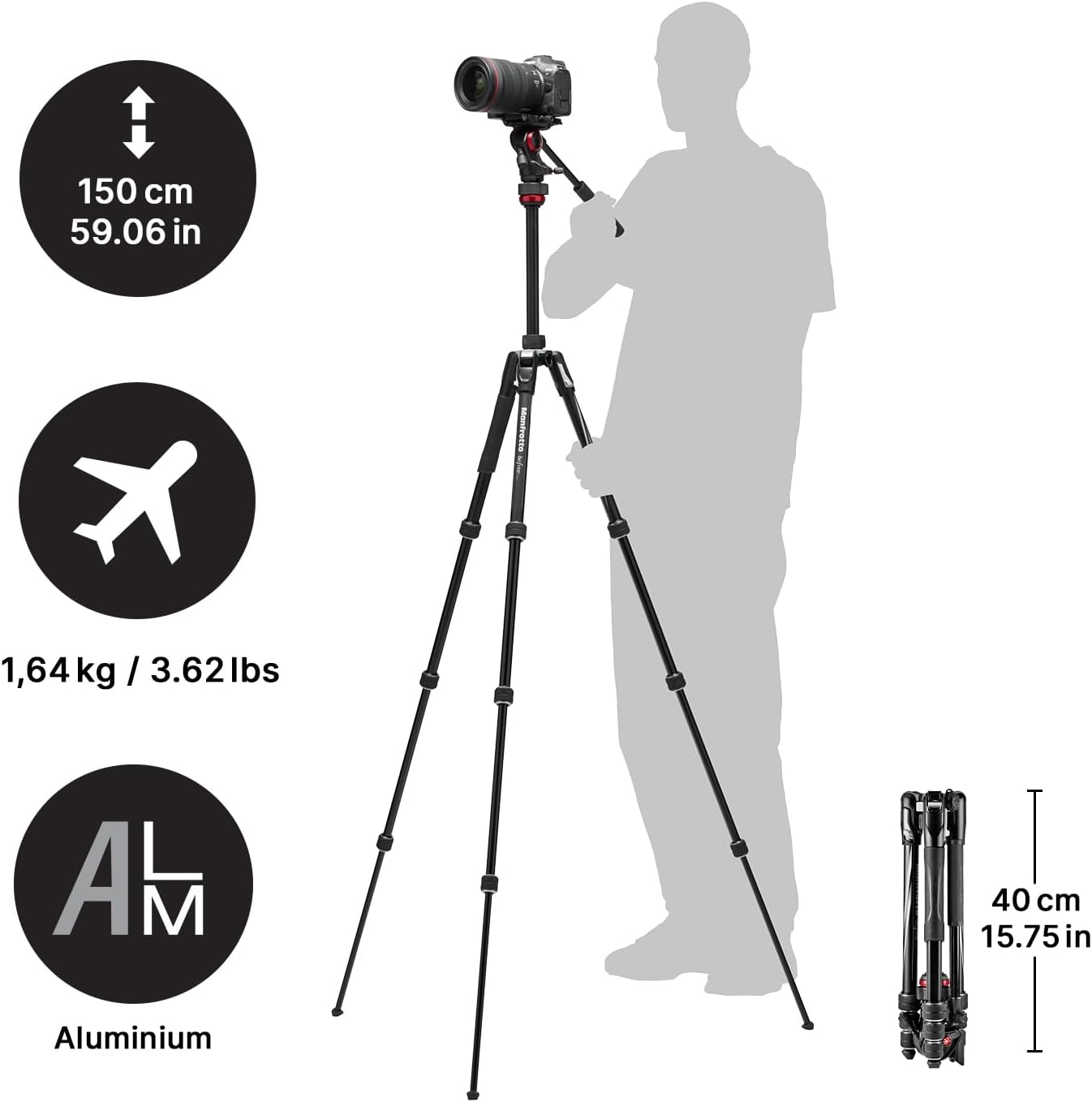 (Good) Manfrotto Travel Befree Live Aluminium Tripod Twist, Video Head, Black, Compact
