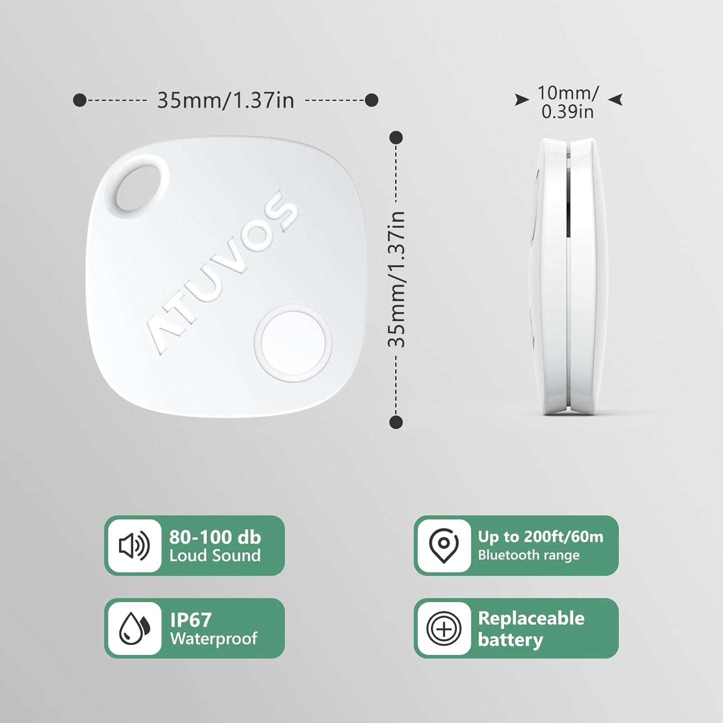 (Good) ATUVOS Key Finder and Luggage Tracker 4 Pack, Smart Tag Compatible with Apple Find My (iOS only)