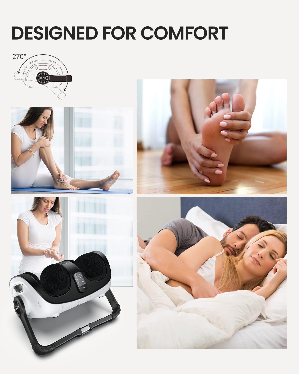 (New Open Box) RENPHO Shiatsu Foot Massager Machine with Heat and Remote, Deep Kneading and Rolling Calf Massage