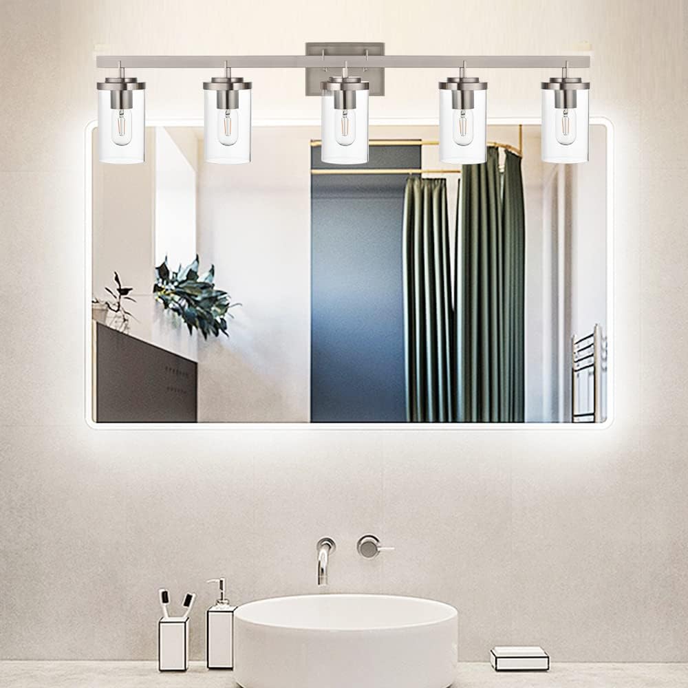 (New Open Box) LauxaL Bathroom Vanity Light Fixtures Brushed Nickel Finished 5-Light