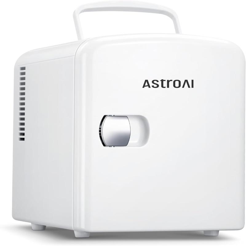(Fair) AstroAI Mini Fridge, 4 Liter/6 Can AC/DC Portable Thermoelectric Cooler Refrigerators, (White))