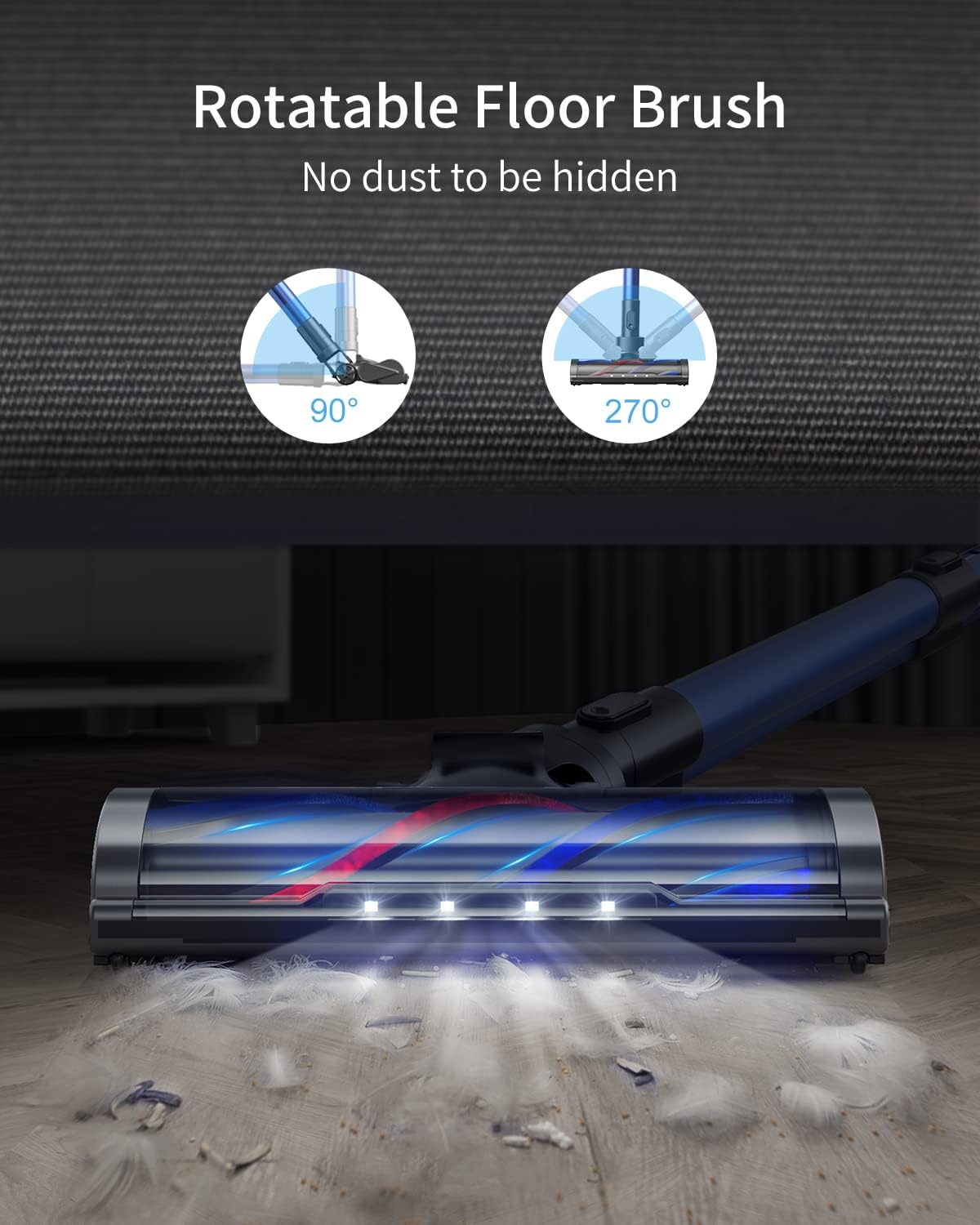 (New Open Box) HONITURE Cordless Vacuum Cleaner, 450W 38Kpa Powerful Stick Vacuum with Detachable Battery, S12