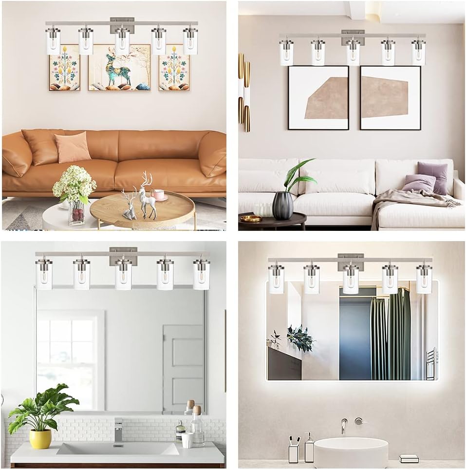 (New Open Box) LauxaL Bathroom Vanity Light Fixtures Brushed Nickel Finished 5-Light