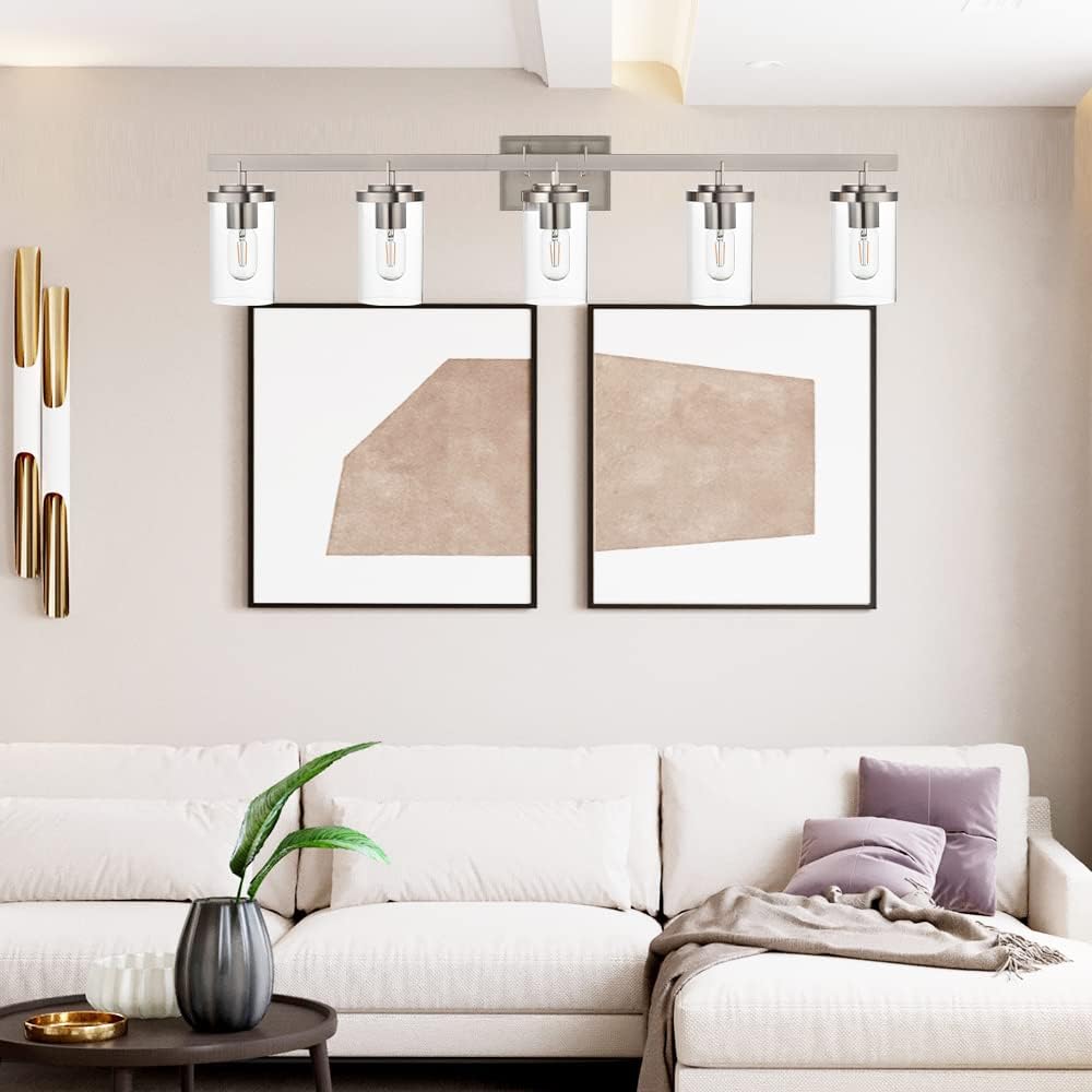 (New Open Box) LauxaL Bathroom Vanity Light Fixtures Brushed Nickel Finished 5-Light