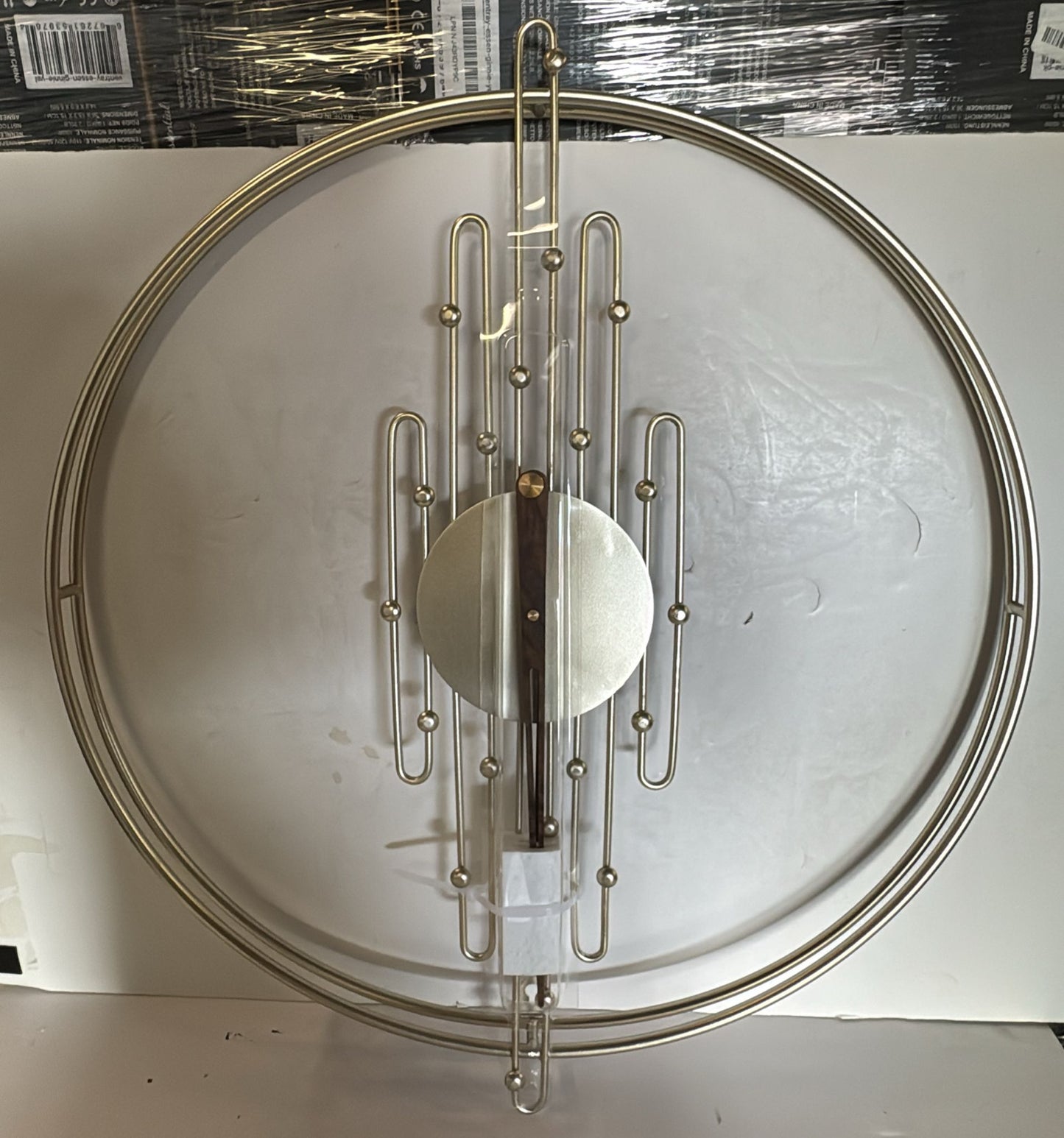 (New Open Box) Handmade Large Golden Round Wall Clock