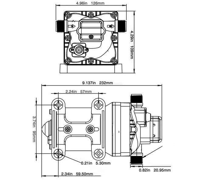 (used excellent) Water Pressure Pump, Electric Diaphragm Pump 70 PSI 1/2in NPT 5.5GMP 12V Self Priming 5 Chamber for RVs