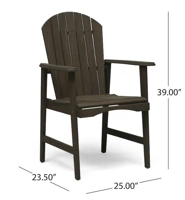 (New Open Box) Pima Outdoor Dining Chair Set of 2, Adirondack Taupe Gray Acacia Wood