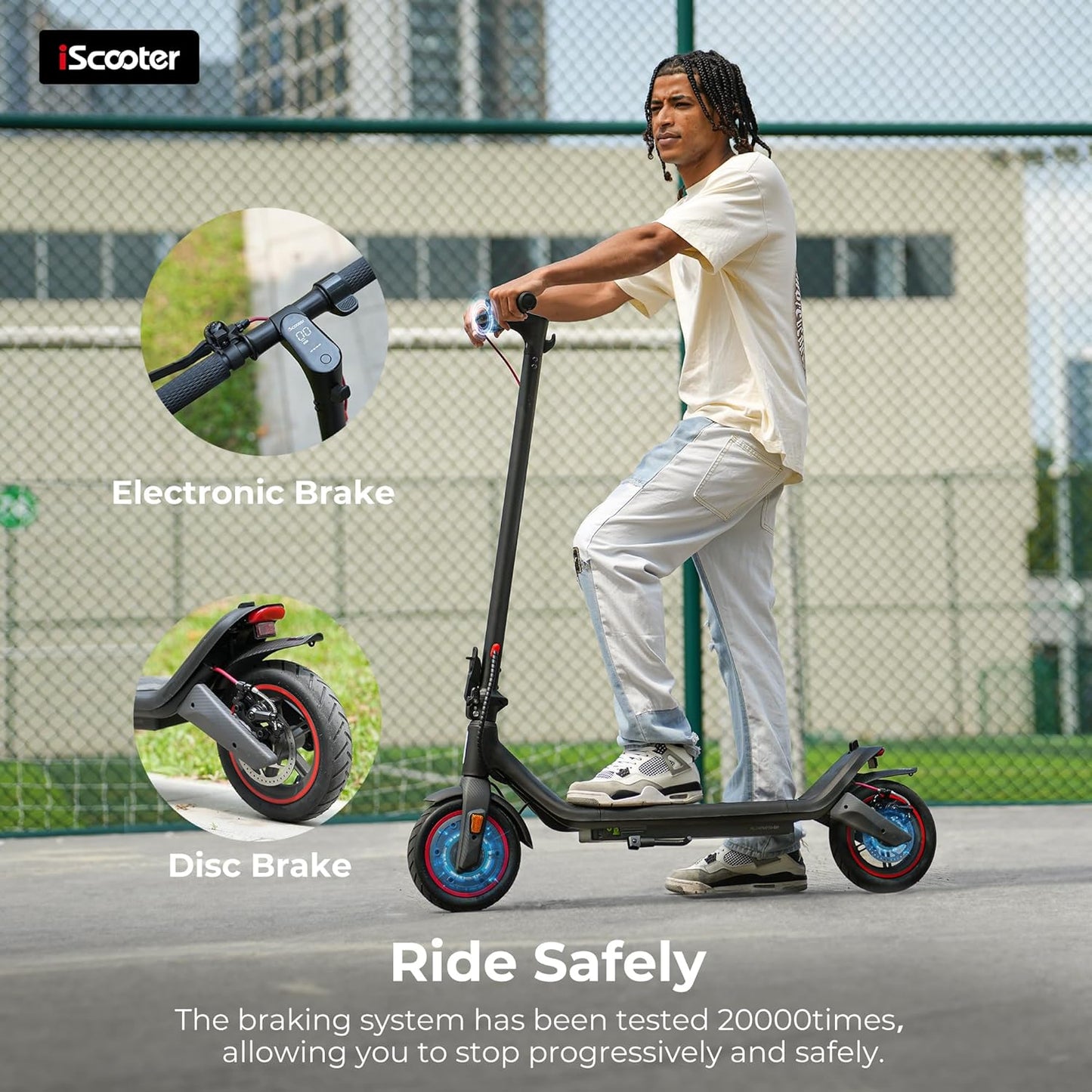 (New Open Box) iScooter i8L Electric Scooter, Up to 29/30 KM/H & 25/30 KM Range by 500W Peak Motor, 8.5" Tires Folding E Scooter with Disc Brake System, Lightweight Commuting Electric Scooter for Adults & Teens