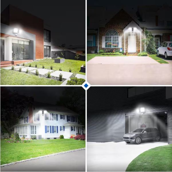 SANSI 18-Watt 1800 Lumens 180° Black Motion Sensor Outdoor Integrated LED 5000K Waterproof