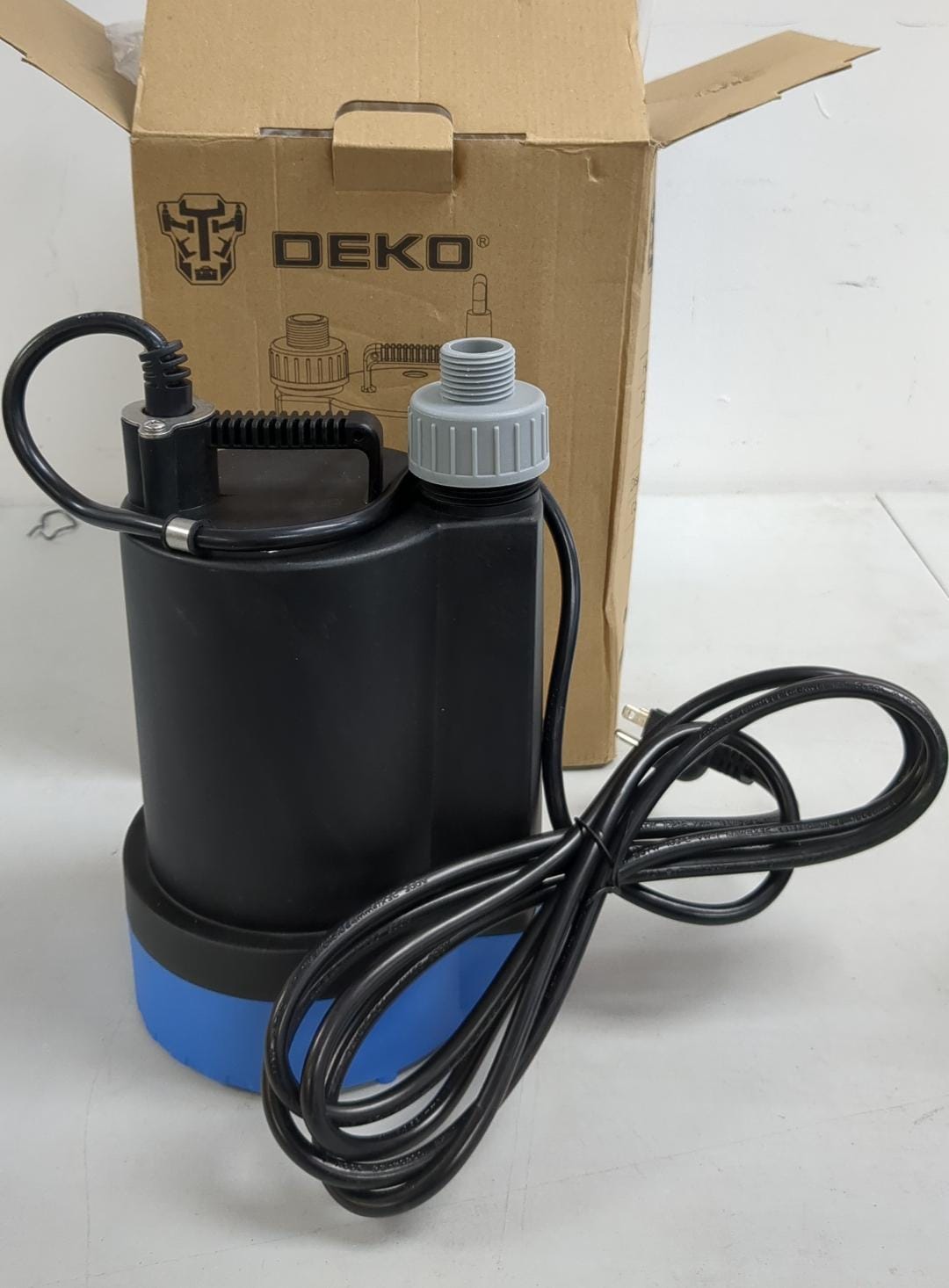 (open box) DEKOPRO Submersible Water Pump 1/3 HP 2450GPH Utility Pump Thermoplastic Electric Portable Pump