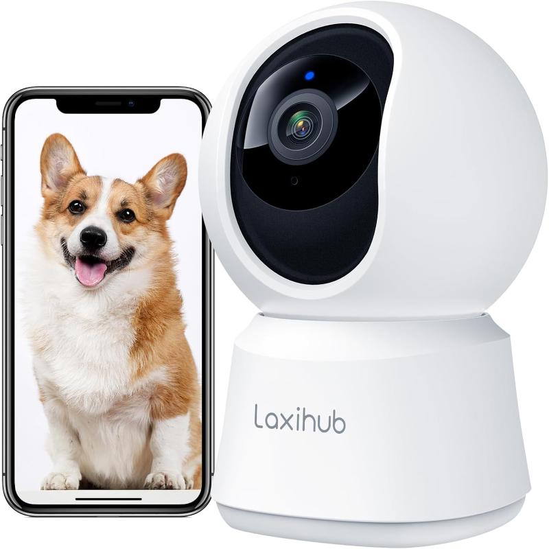 (New Open Box) 360° View 2K Pet Camera with Phone App, Indoor Security Camera, P2T Baby Monitor