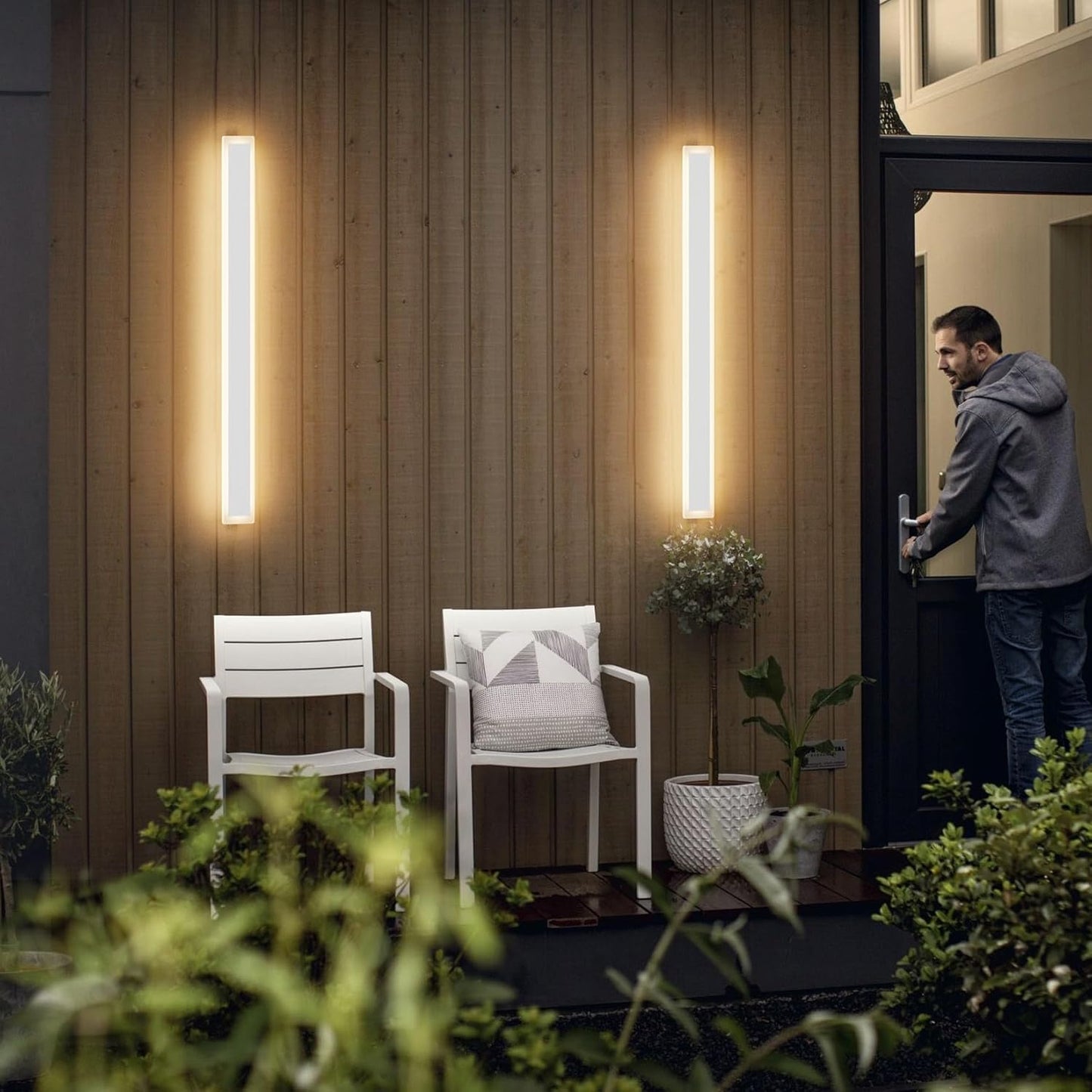 (New Open Box) Coinmit 2Pack 39.4In Long Outdoor LED Wall Light,Modern Outdoor Wall Sconces IP65 Waterproof