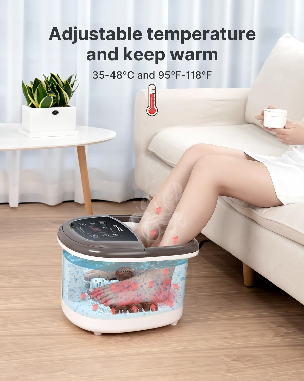 (New Open Box) RENPHO Foot Spa Bath Massager, Motorized Massage, Fast Heating, and Powerful Bubble Jets, Automatic Shiatsu Massaging Rollers, Pedicure for Tired Feet