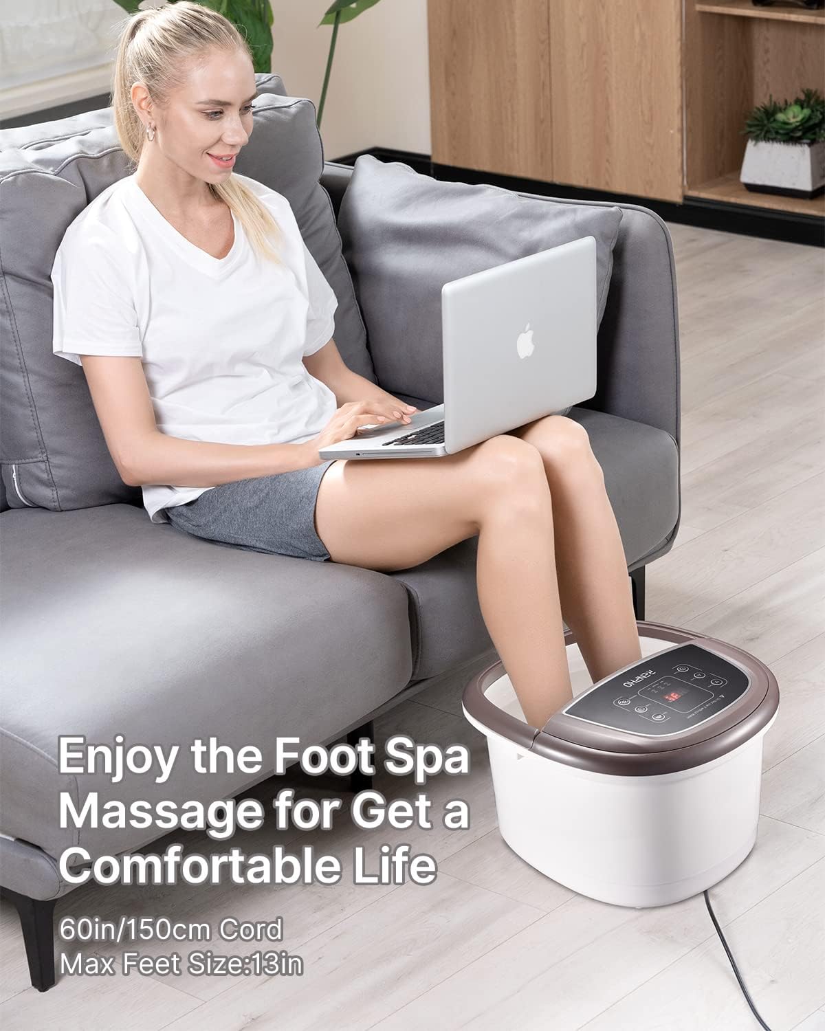 (New Open Box) RENPHO Foot Spa Bath Massager, Motorized Massage, Fast Heating, and Powerful Bubble Jets, Automatic Shiatsu Massaging Rollers, Pedicure for Tired Feet