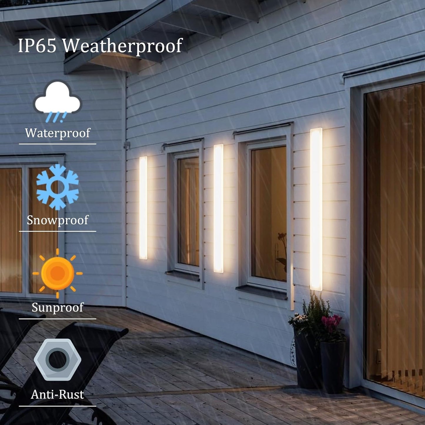 (New Open Box) Coinmit 2Pack 39.4In Long Outdoor LED Wall Light,Modern Outdoor Wall Sconces IP65 Waterproof