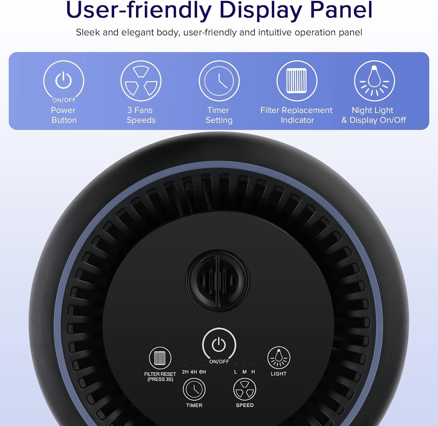 (Open box) Sleevo Air Purifiers for Bedroom Pets Smokers in Home, H13 True HEPA Filter Air Cleaner with Fragrance Sponge, Night Light, Timer, Effectively Clean 99.97% Smoke, Dust, Pollen, Pet Dander, Odors, BS-01 Black