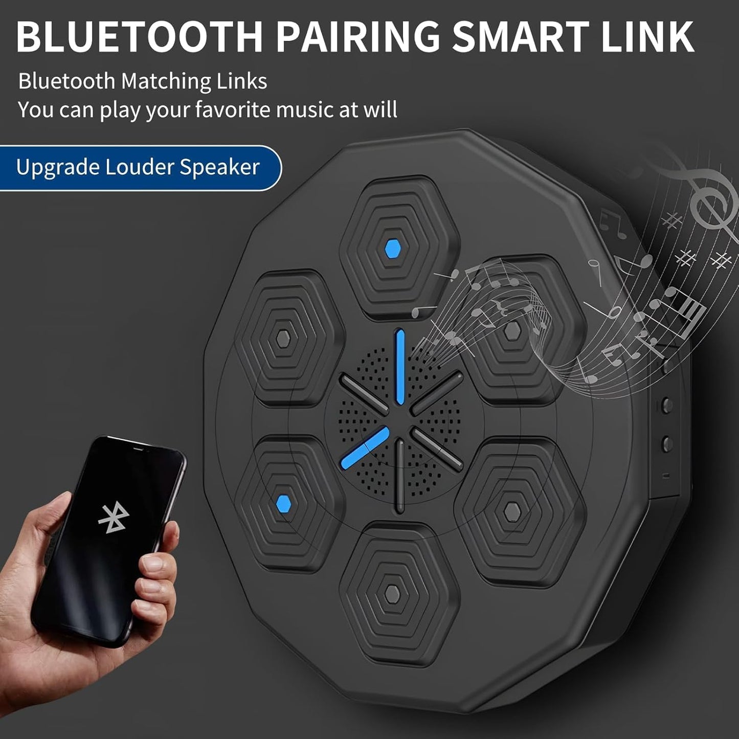(New Open Box) RUN.SE RUN.SE Music Boxing Machine Wall Mounted Music Boxing Target Intelligent Bluetooth Boxing Target Intelligent Focused Agility Training Music Boxing Machine Suitable for Home or Gym Exercise.