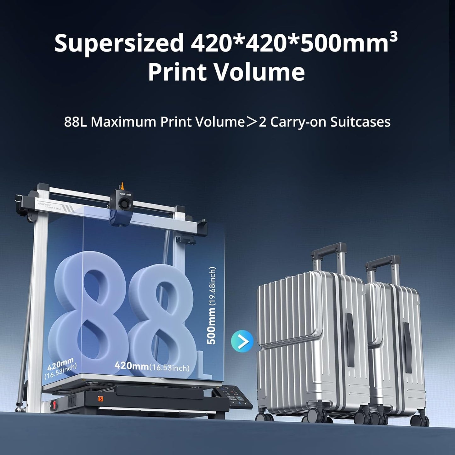 (Excellent) Anycubic Kobra 3 Max 3D Printer Only, Support Multicolor Needs ACE Pro, 600mm/s High-Speed