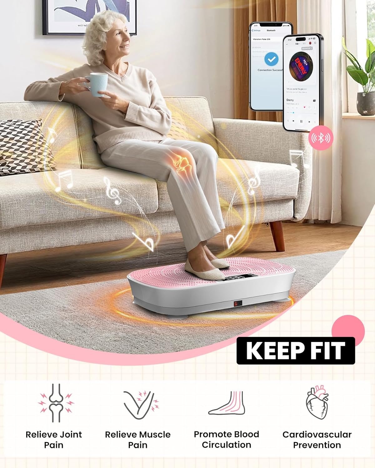 (New Open Box) Vibration Plate Exercise Machine - 400LBS Capacity Vibration Plate for Lymphatic Drainage & Weight Loss with 99 Speed Levels, Whole Body Waver Vibration Plate for Home Fitness