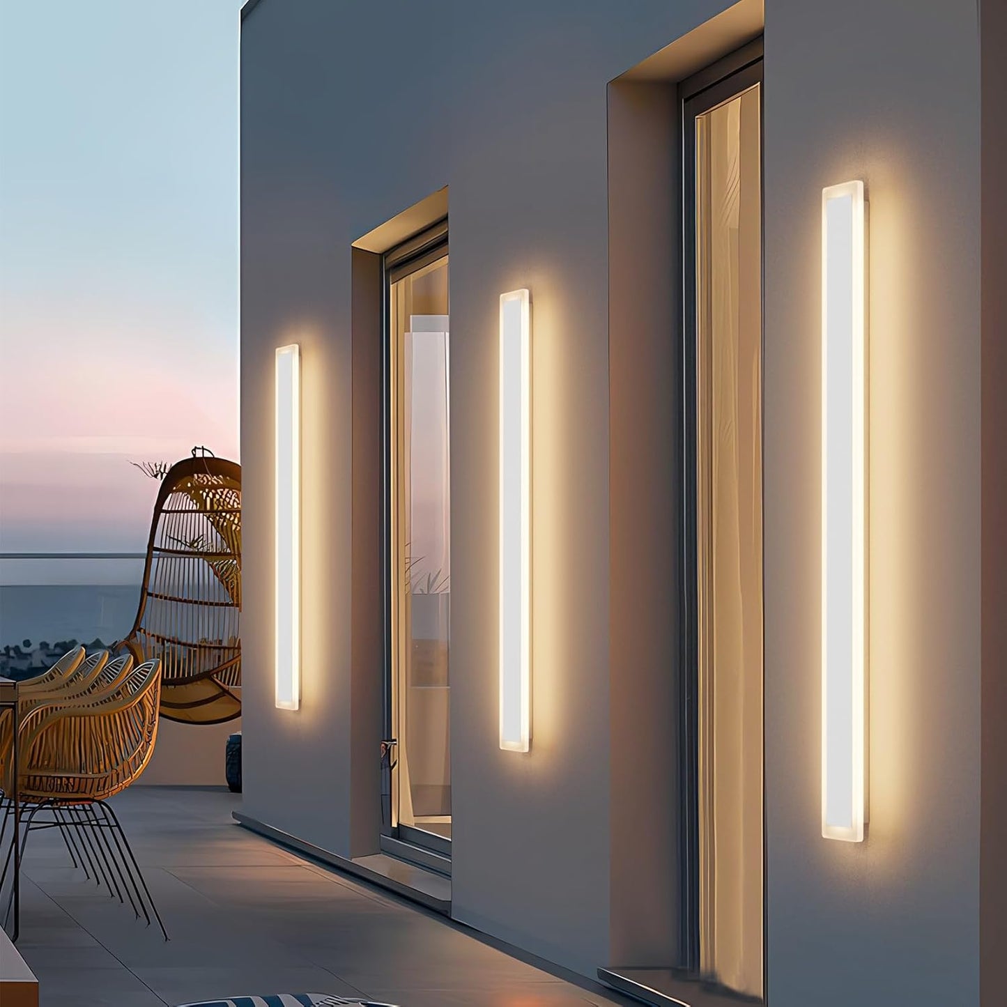 (New Open Box) Coinmit 2Pack 39.4In Long Outdoor LED Wall Light,Modern Outdoor Wall Sconces IP65 Waterproof