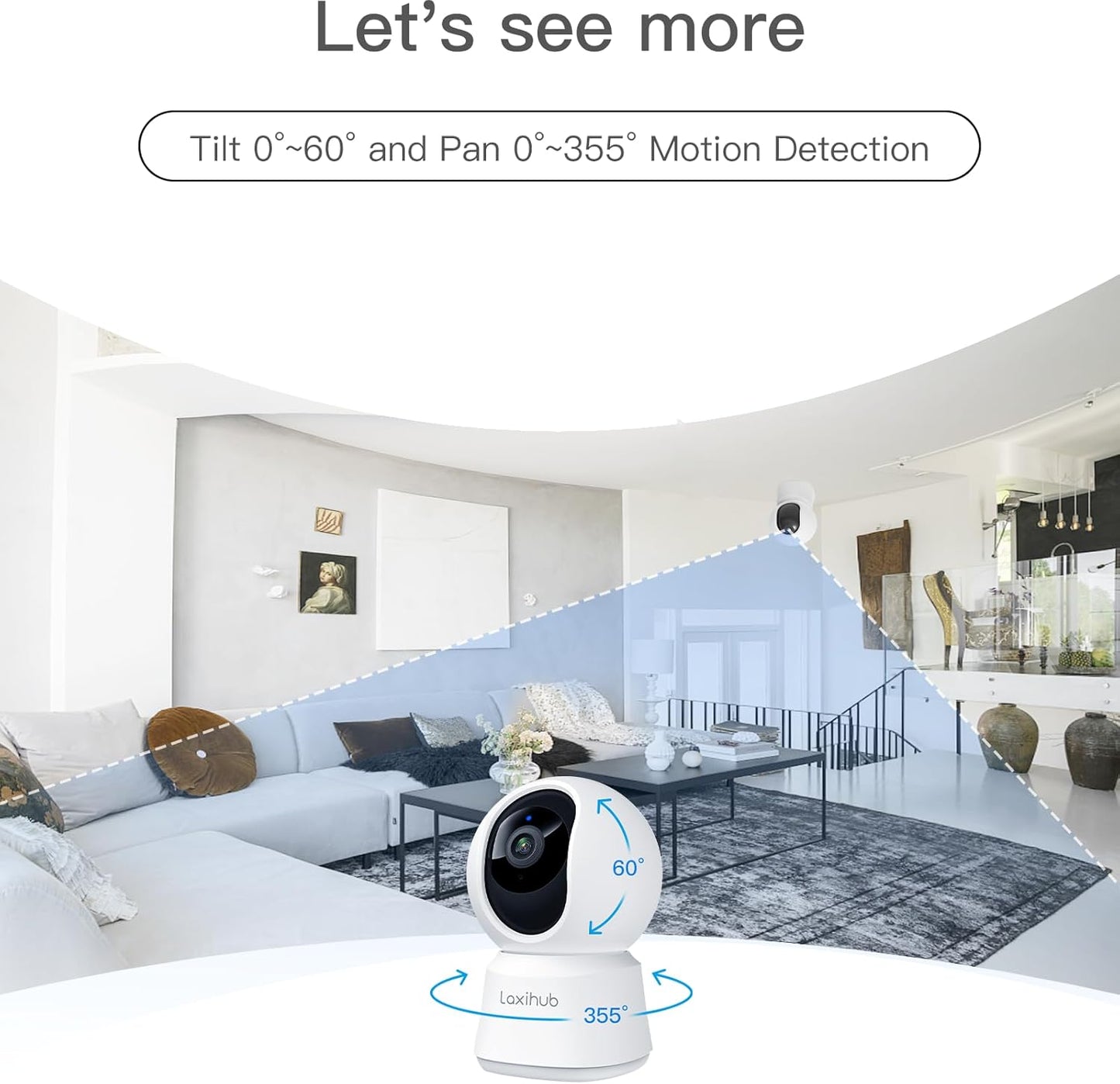 (New Open Box) 360° View 2K Pet Camera with Phone App, Indoor Security Camera, P2T Baby Monitor