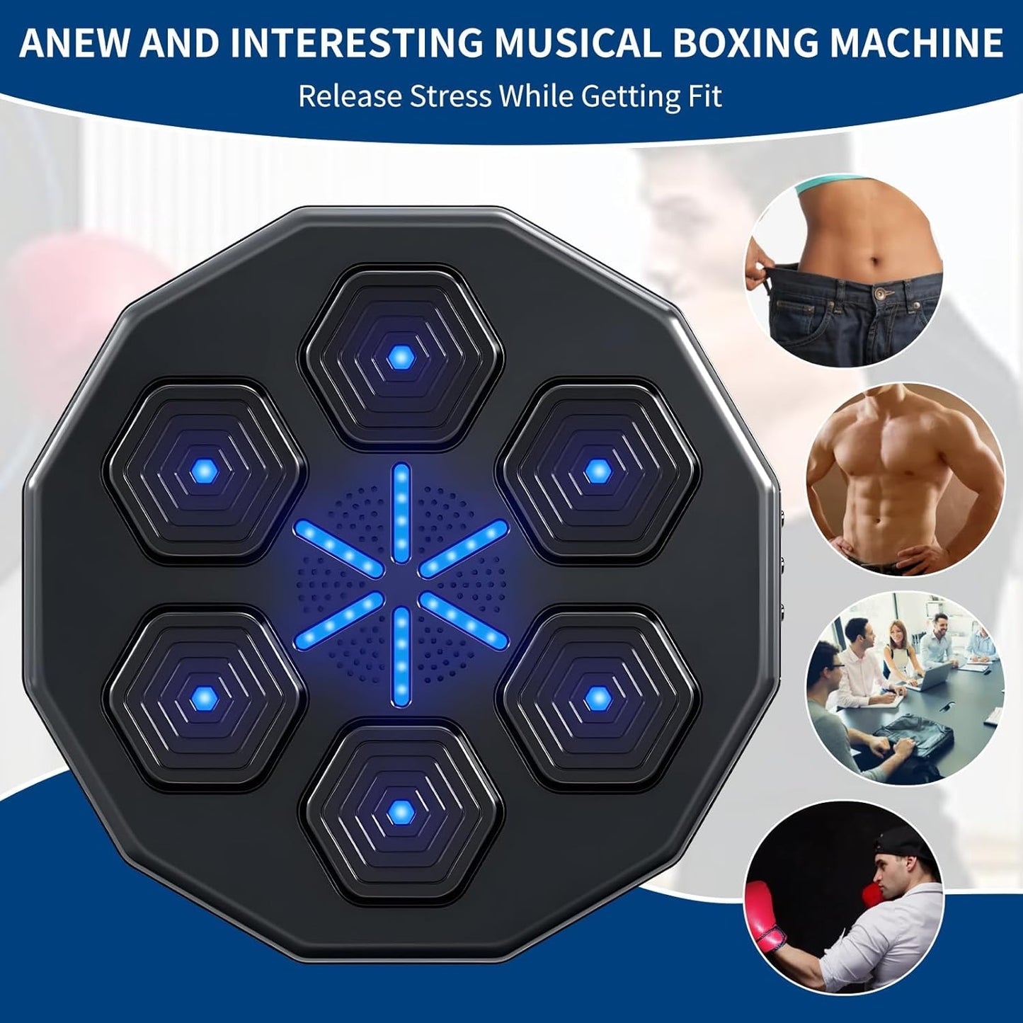 (New Open Box) RUN.SE RUN.SE Music Boxing Machine Wall Mounted Music Boxing Target Intelligent Bluetooth Boxing Target Intelligent Focused Agility Training Music Boxing Machine Suitable for Home or Gym Exercise.