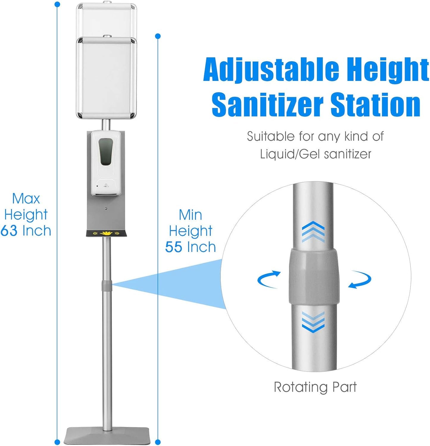 (New Open Box) Automatic Hand Sanitizer Dispenser with Floor Stand, Adjustable Induction Soap Dispenser,