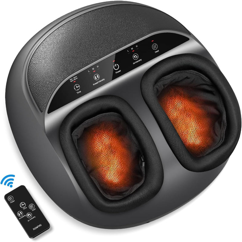 (New Open Box) RENPHO Foot Massager for Circulation, Shiatsu Foot Massager with Heat, Deep Kneading Foot Massage for Planter Fasciitis, Neuropathy and Pain Relief, Christmas Gifts for Women Men, Fits Feet up to Men Size 13, Black-Remote