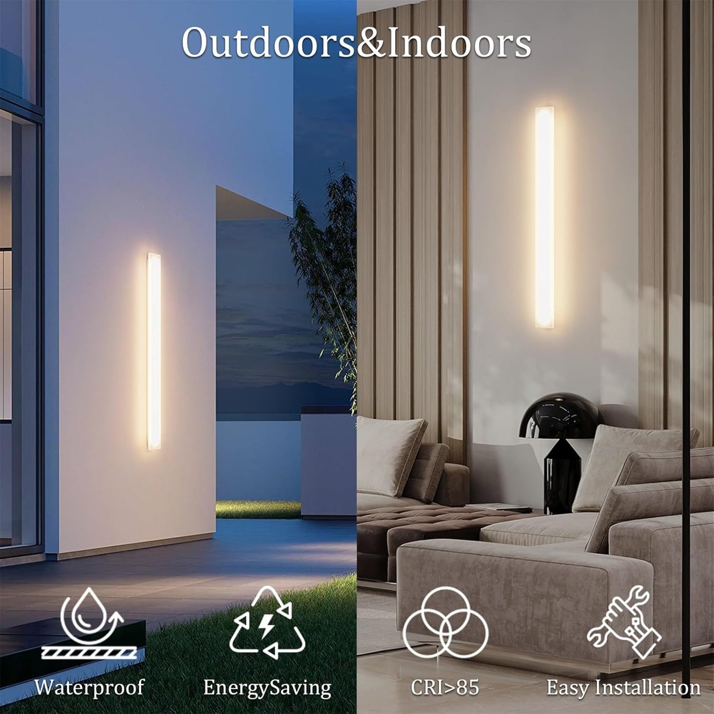 (New Open Box) Coinmit 2Pack 39.4In Long Outdoor LED Wall Light,Modern Outdoor Wall Sconces IP65 Waterproof