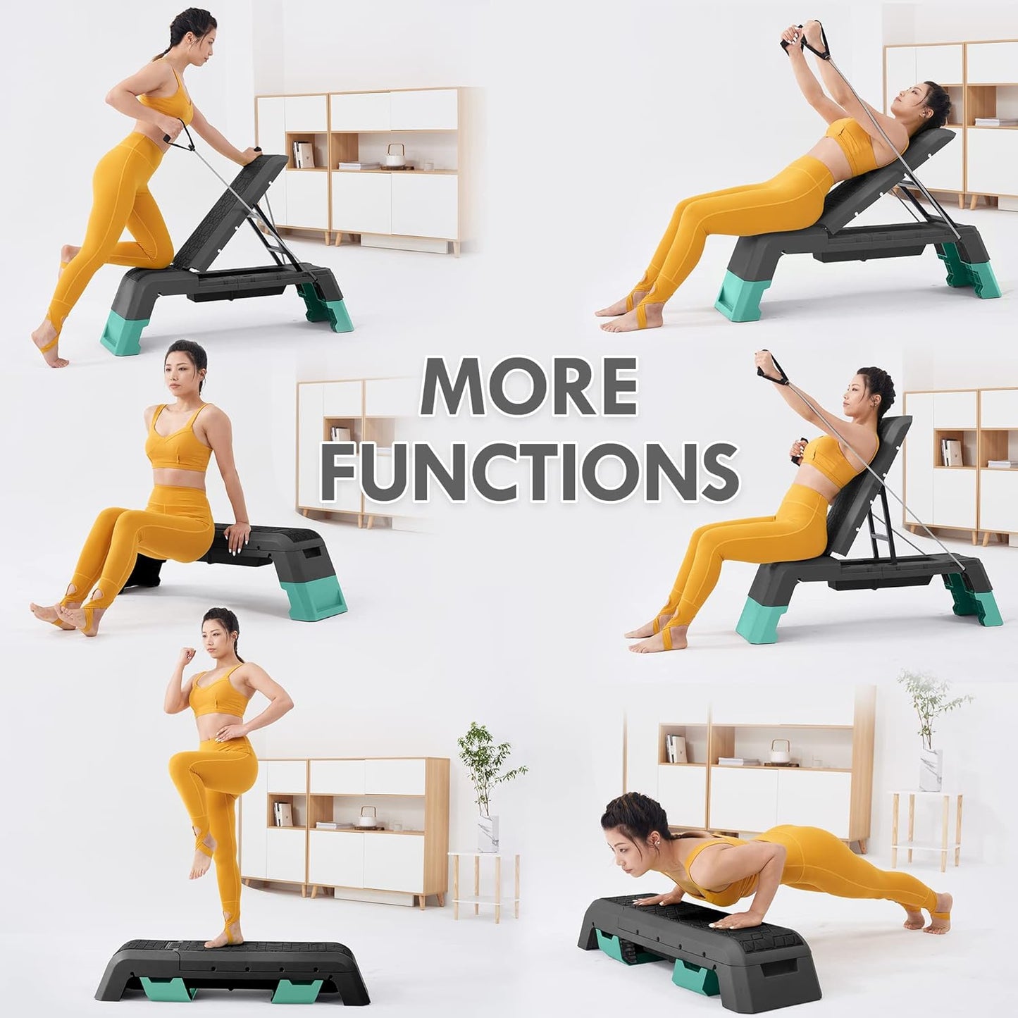 (New Open Box) leikefitness Multifunctional Aerobic Deck with Cord Workout Platform Adjustable Dumbbell