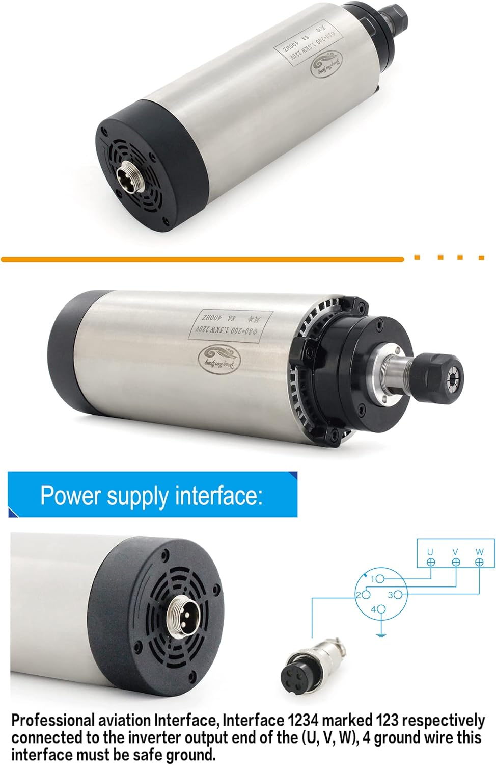 (Excellent) RATTMMOTOR 1.5KW Air Cooled Spindle Motor ER16 CNC Kit + 1500W 1.5kw Inverter Variable Frequency Drive 220V + 80mm Clamp Mount Bracket for CNC Router Engraving Milling Machine