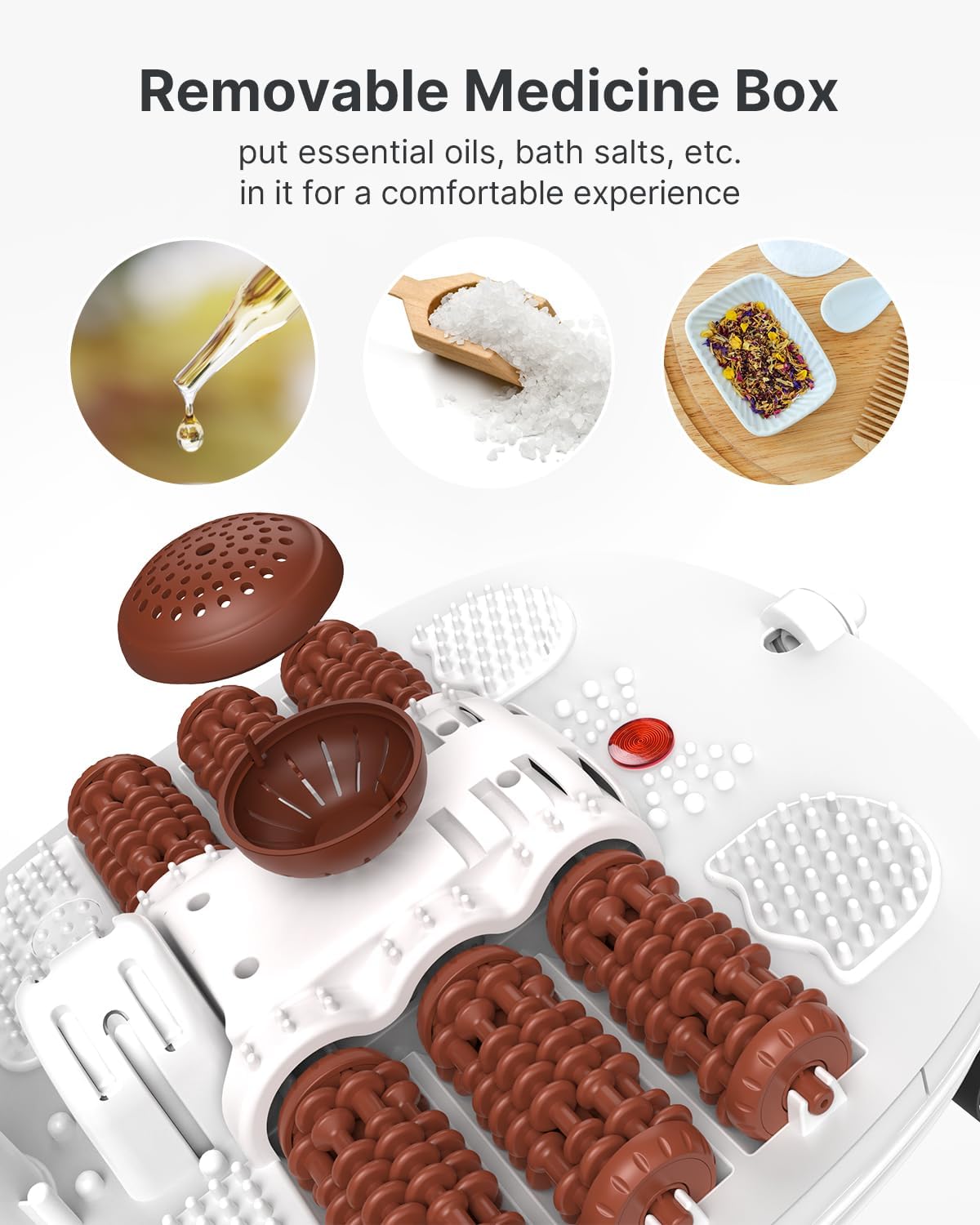 (New Open Box) RENPHO Foot Spa Bath Massager, Motorized Massage, Fast Heating, and Powerful Bubble Jets, Automatic Shiatsu Massaging Rollers, Pedicure for Tired Feet