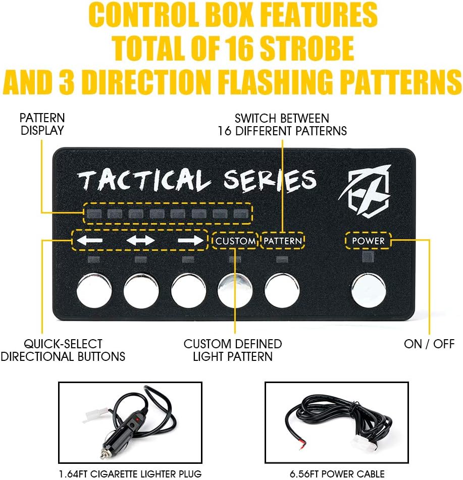 Xprite Amber 12 LED Surface Mount Strobe Lights Kit, Grill Grille Side Marker Light Flashing Emergency Warning Light Assemblies w/Control Box for Trucks Vehicles ATV RV Cars Van 8PCS