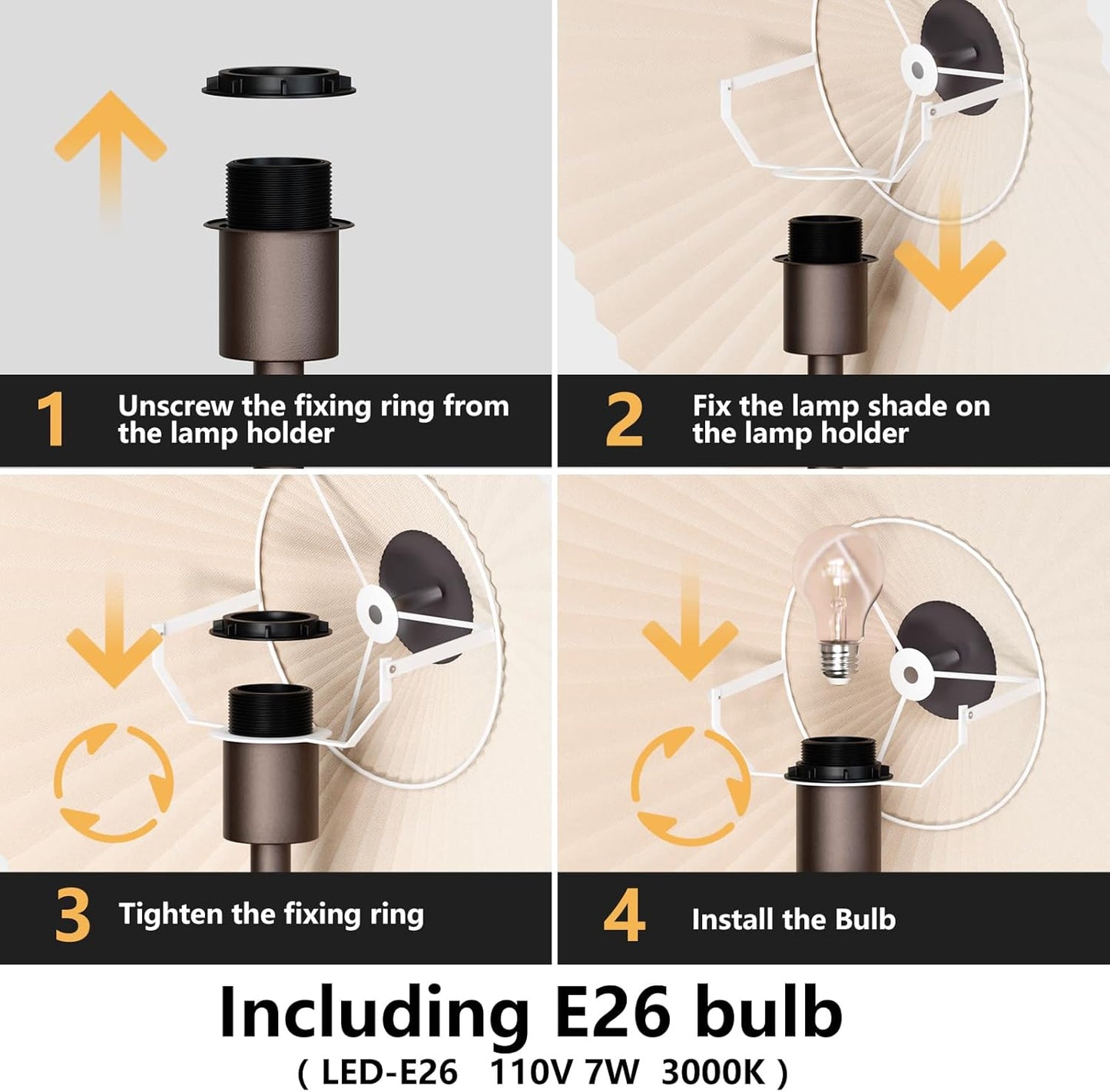 (New Open Box) KUNJOULAM Floor Lamp,Brown Pole Floor Lamps for Living Room, Simple Design Tall Lamp