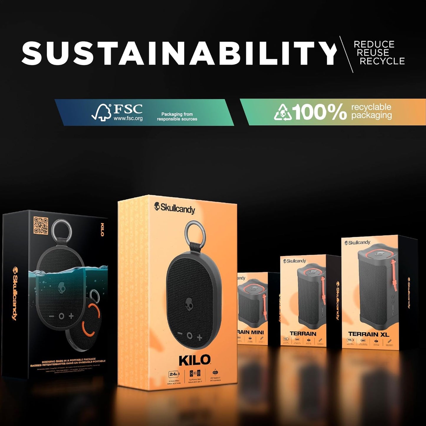 (Brand New) Skullcandy Kilo Wireless Bluetooth Speaker - IPX7 Waterproof Mini Bluetooth Speaker