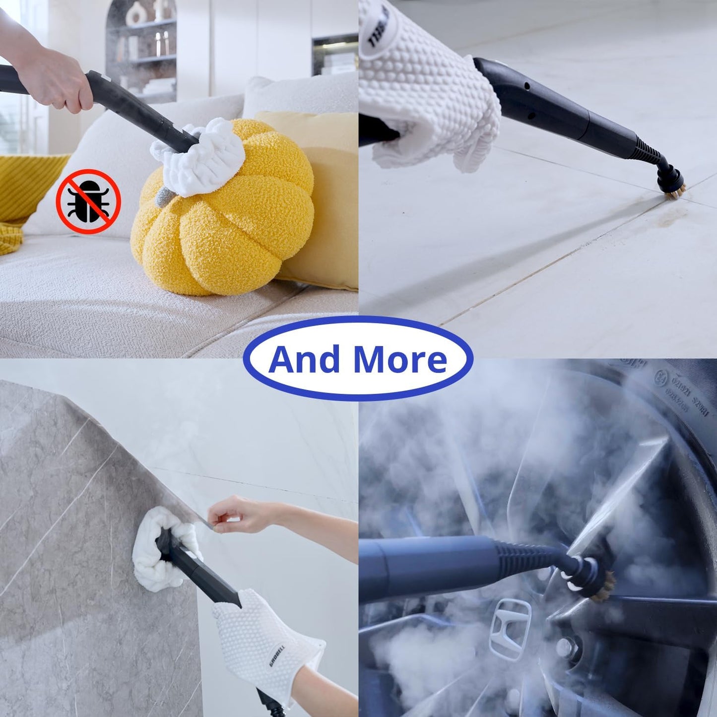 (Excellent) GROBELL Steam Cleaner: Fast 50-Sec Heat-Up Refill Anytime-No Cooling-Detachable Hose