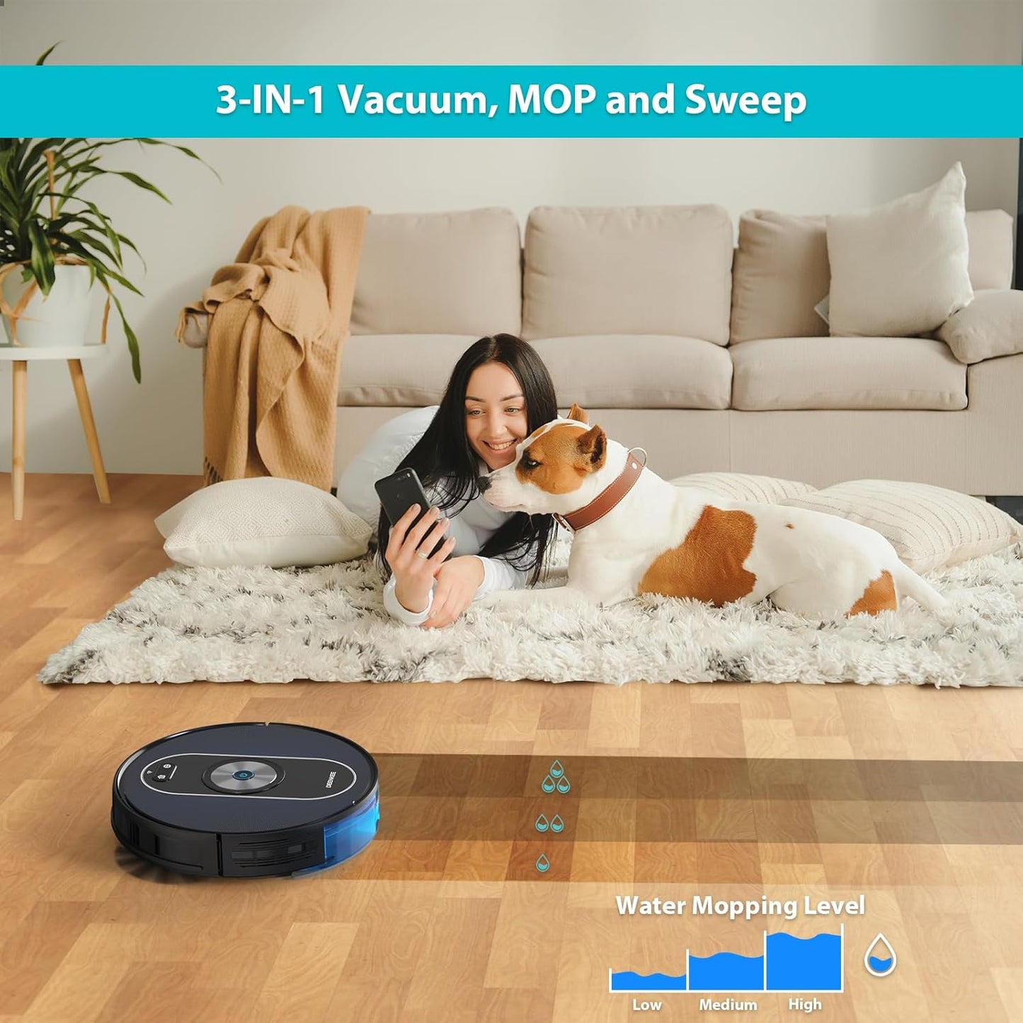 (Brand New) Deenkee D40 Robot Vacuums and Mop, Deenkee 3000PA Strong Suction, 180 Mins Run time,