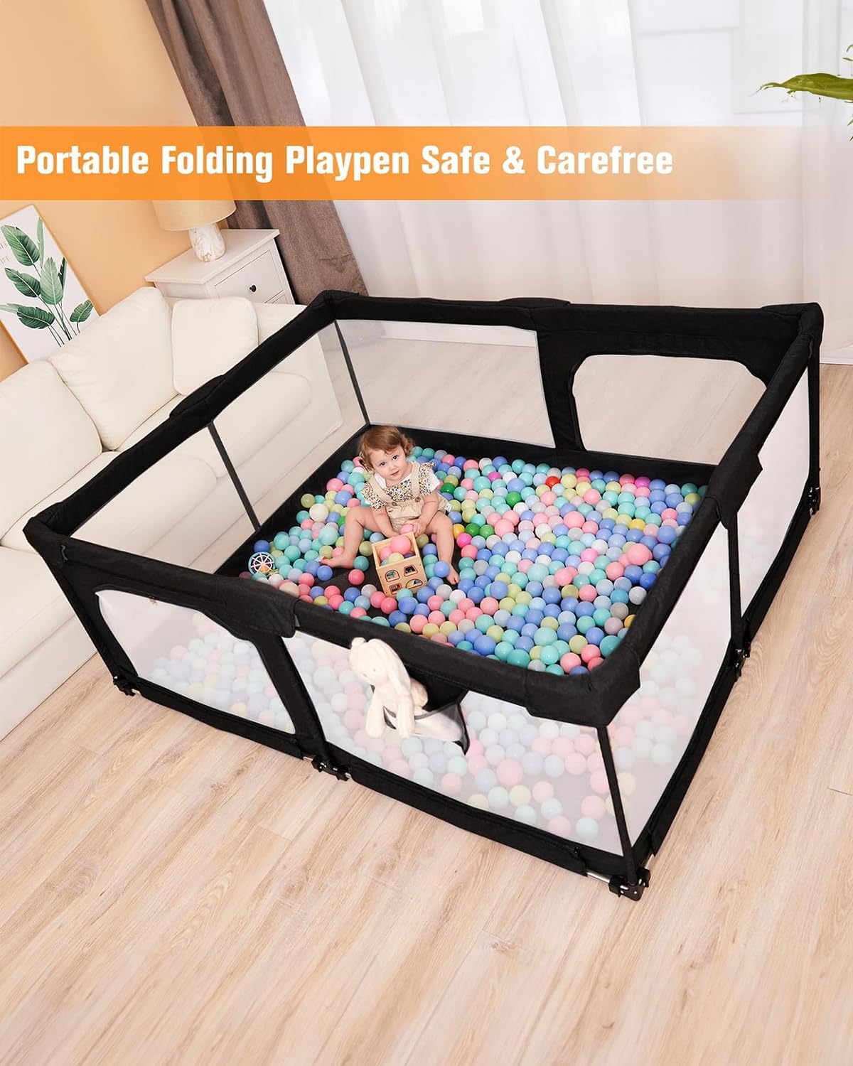 (Excellent) dearlomum Foldable Baby Playpen,Collapsible Playpen for Babies and Toddlers (Black 51"×51")