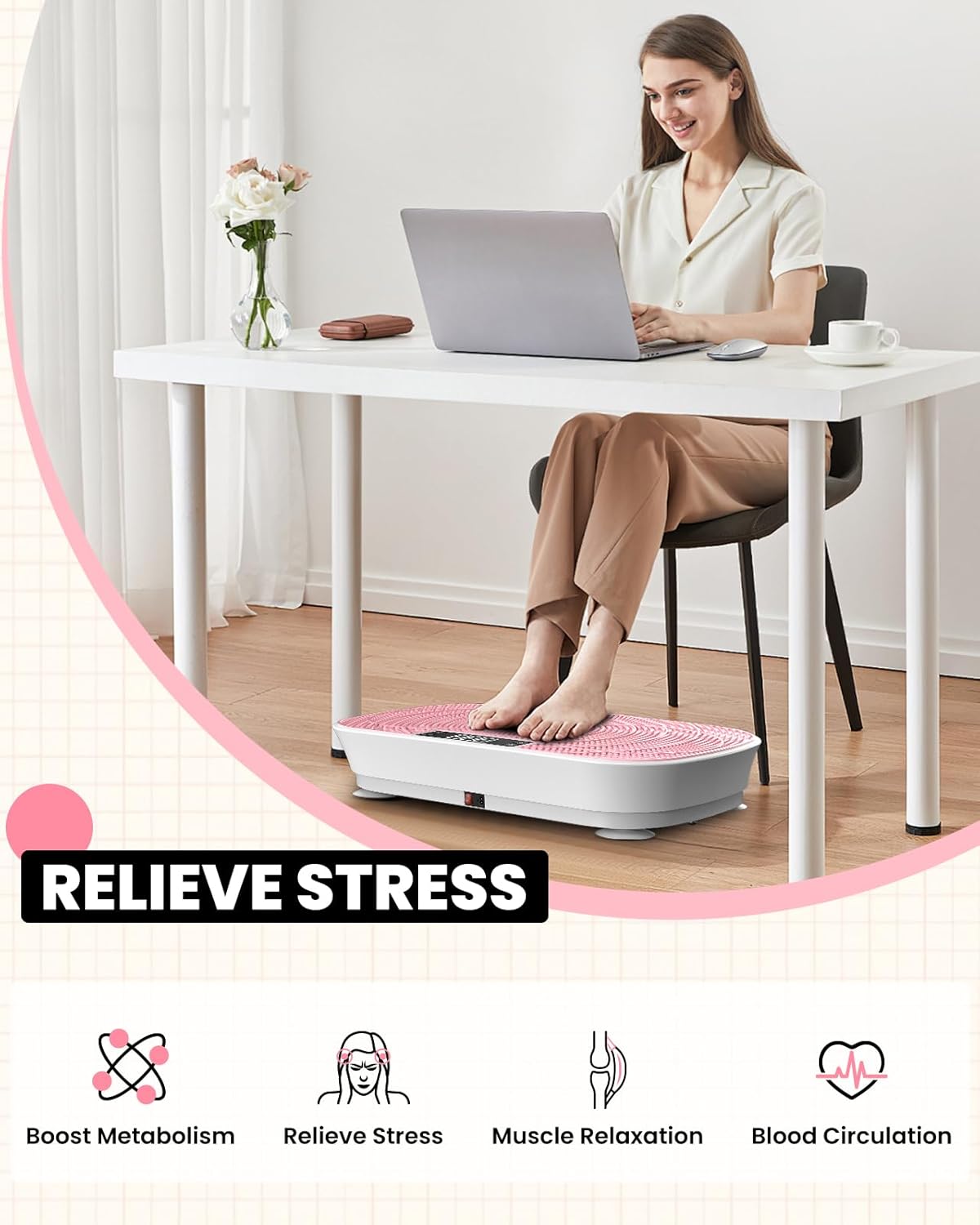 (New Open Box) Vibration Plate Exercise Machine - 400LBS Capacity Vibration Plate for Lymphatic Drainage & Weight Loss with 99 Speed Levels, Whole Body Waver Vibration Plate for Home Fitness