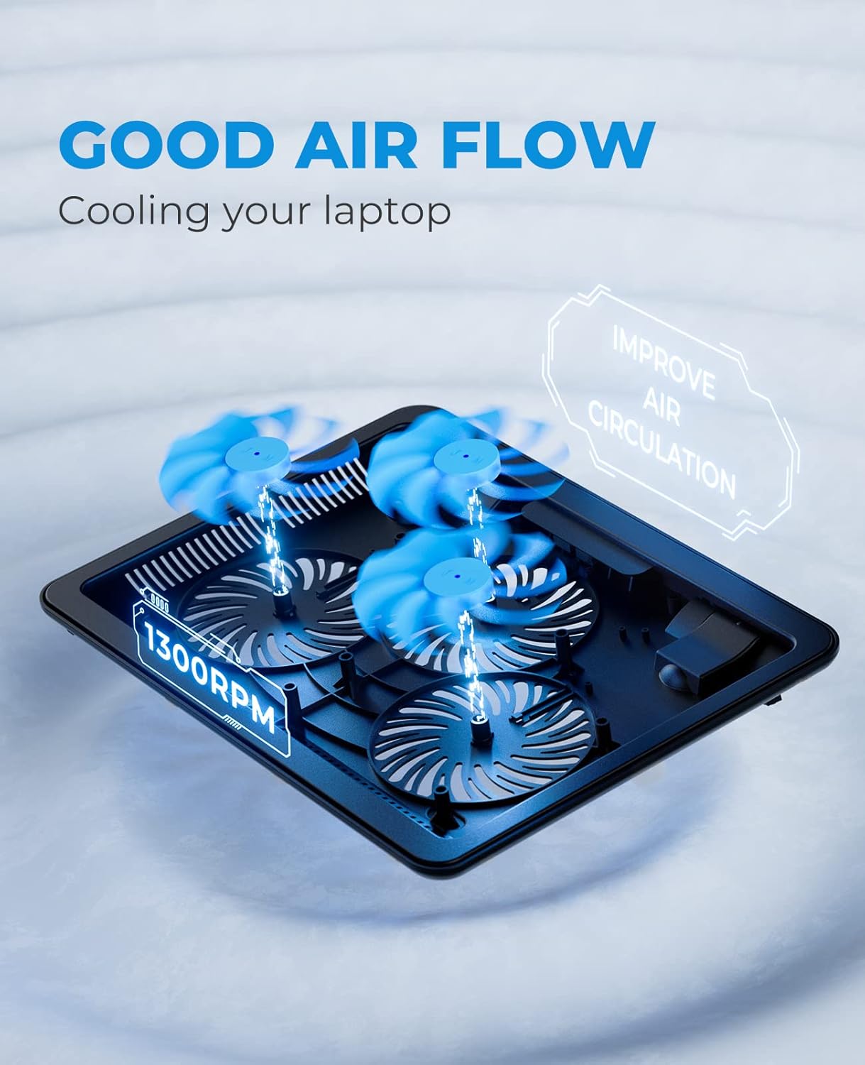 (Excellent) havit Laptop Cooling Pad, HV-F2056 15.6-17'' Slim Portable USB Powered (3 Fans)