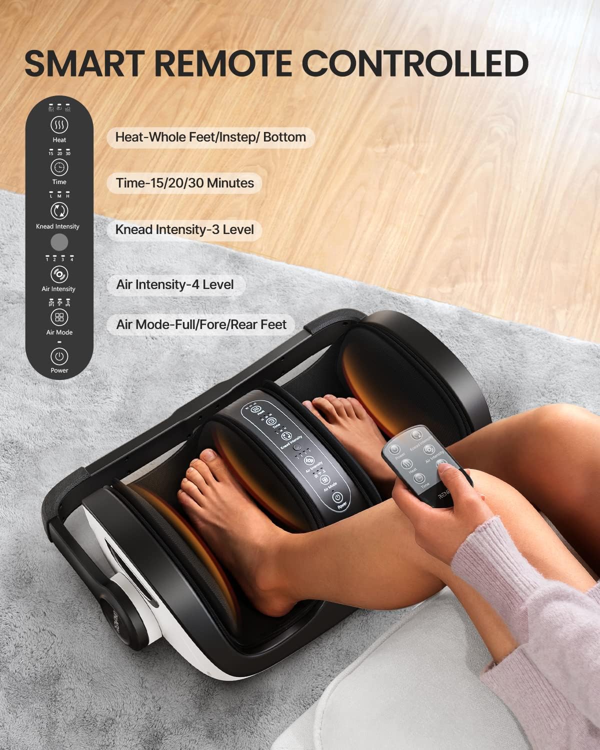 (New Open Box) RENPHO Shiatsu Foot Massager Machine with Heat and Remote, Deep Kneading and Rolling Calf Massage