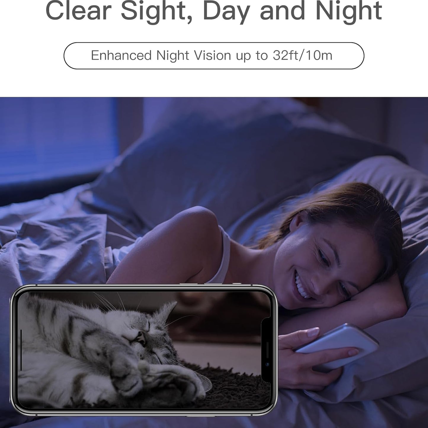 (New Open Box) 360° View 2K Pet Camera with Phone App, Indoor Security Camera, P2T Baby Monitor