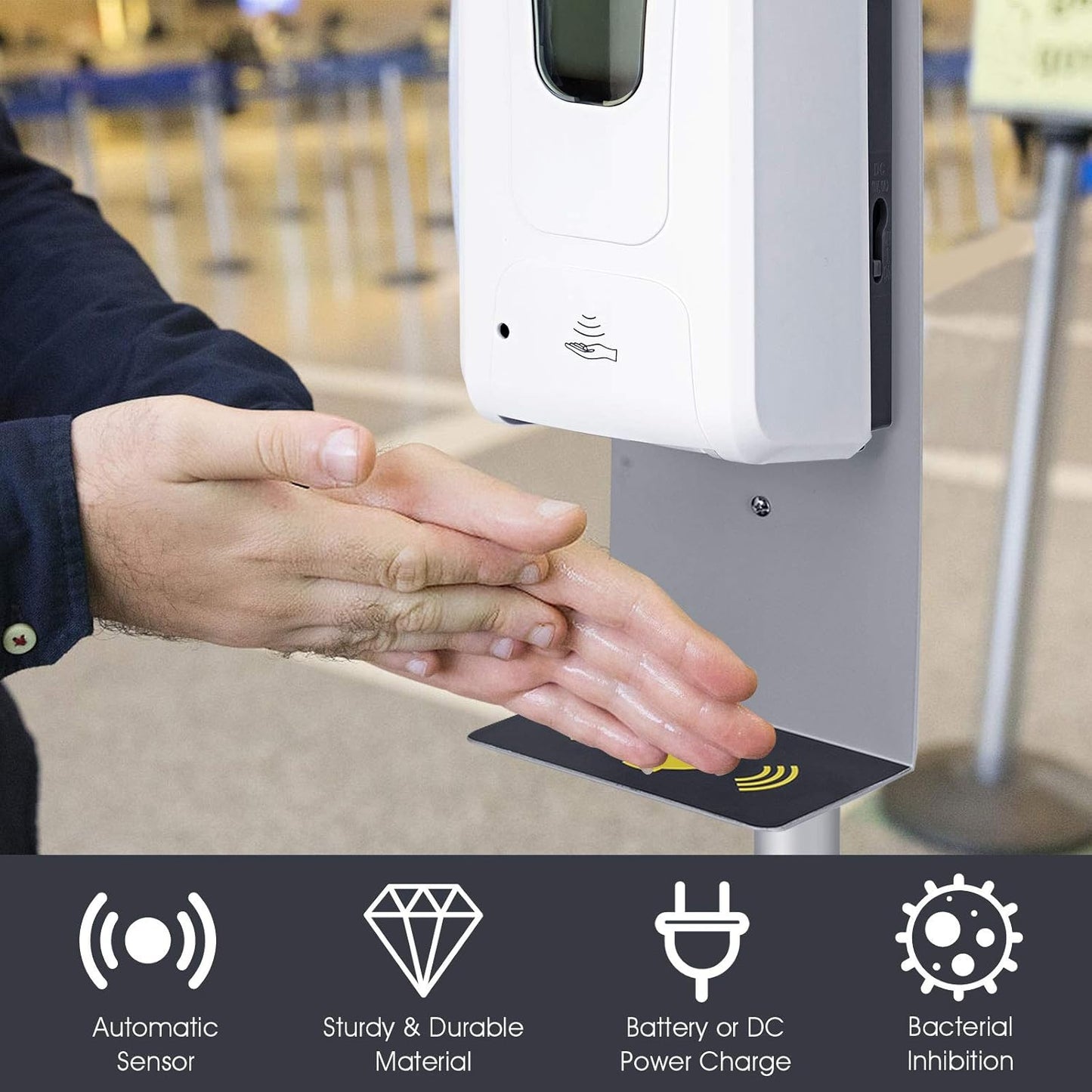 (New Open Box) Automatic Hand Sanitizer Dispenser with Floor Stand, Adjustable Induction Soap Dispenser,