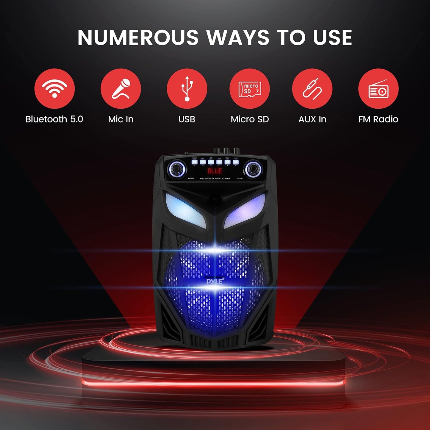 (Brand New) Pyle Portable Bluetooth PA Speaker System - 600W 10” Outdoor BT Speaker