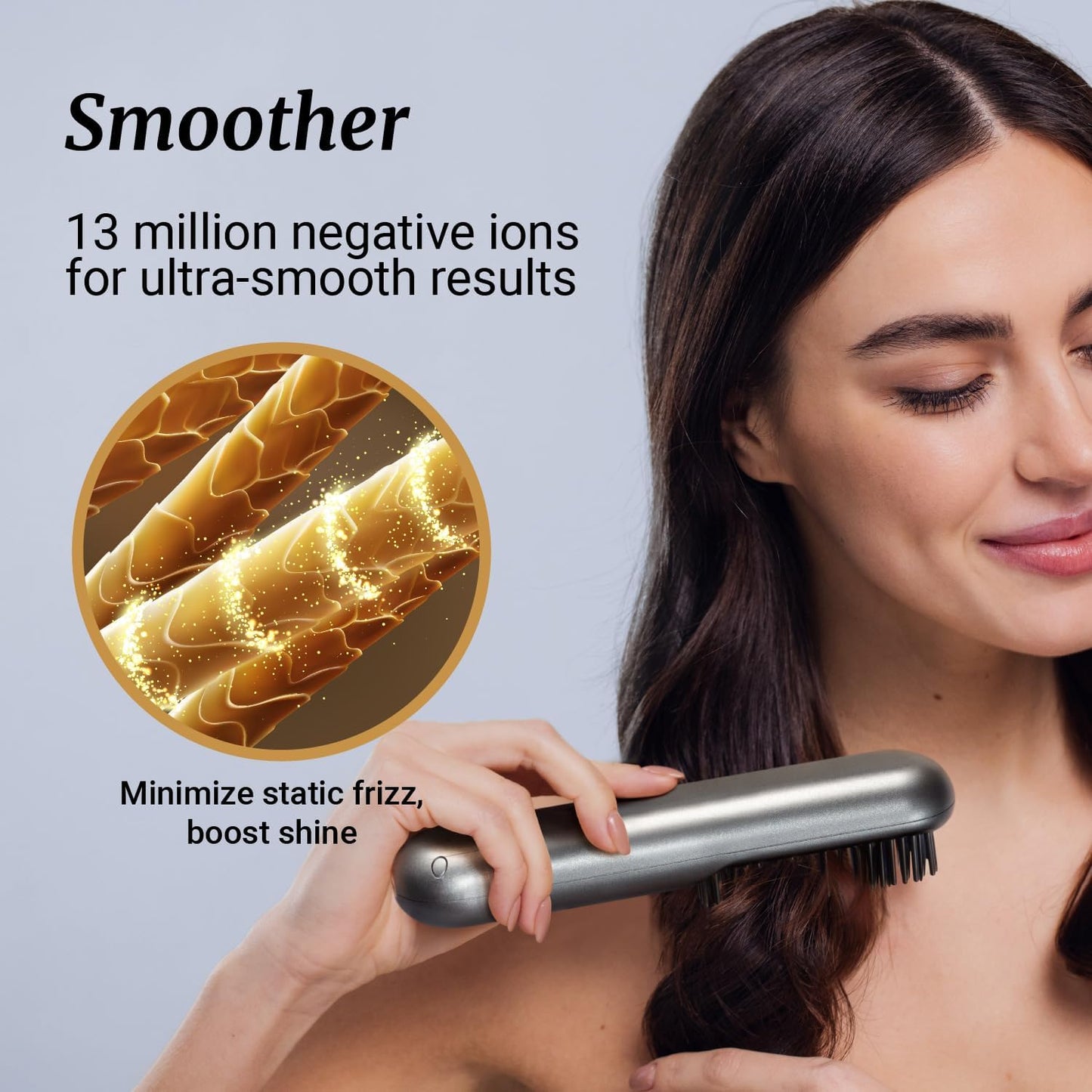 (Excellent) LOWRA ROUGE Cordless 2 in 1 Hair Straightener Brush,
