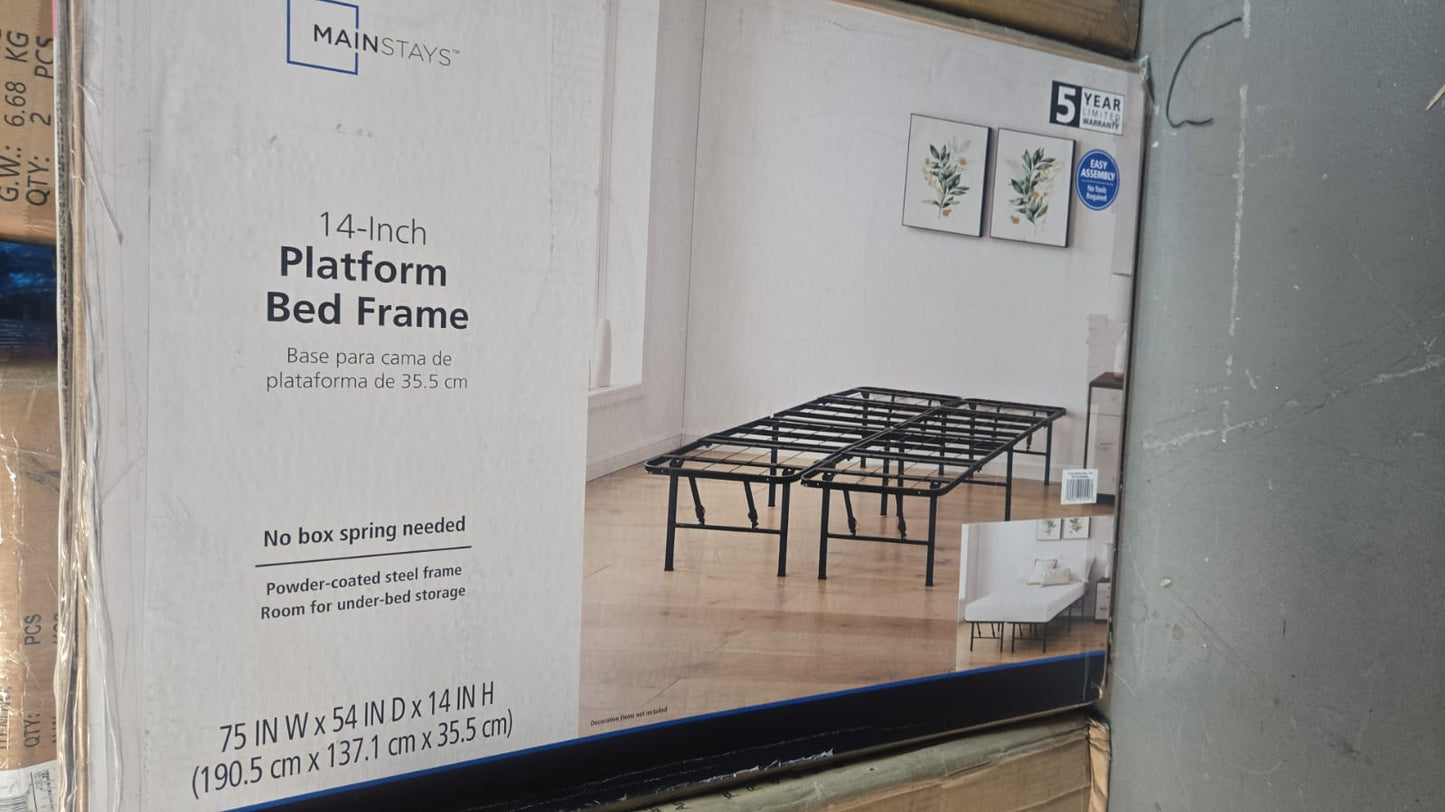 (Brand New) Mainstays Full 14" Heavy Duty Steel Slat Platform Bed Frame (mattress not included)