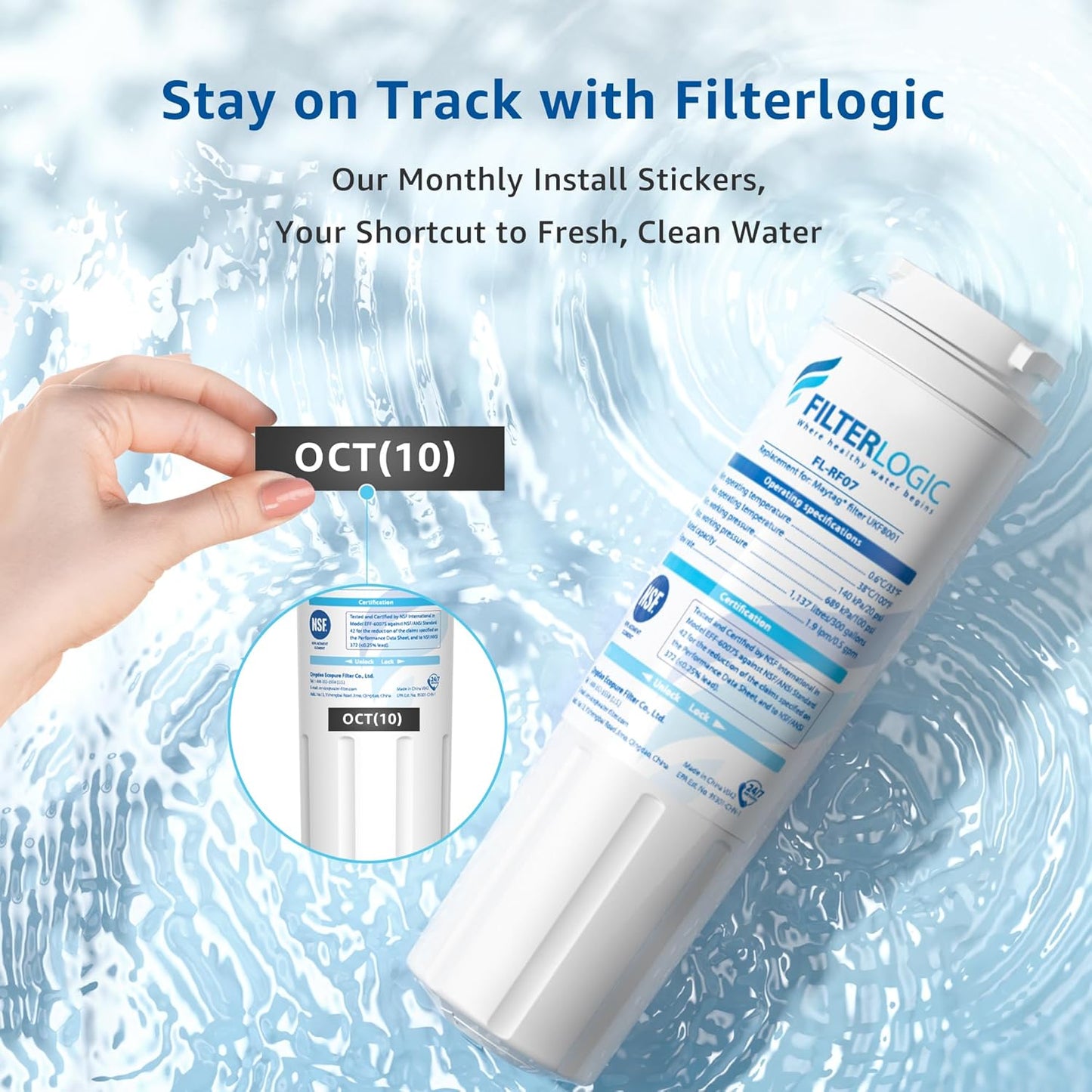 (New) Filterlogic UKF8001 Replacement for EveryDrop Filter 4, Whirlpool EDR4RXD1, Pack of 3