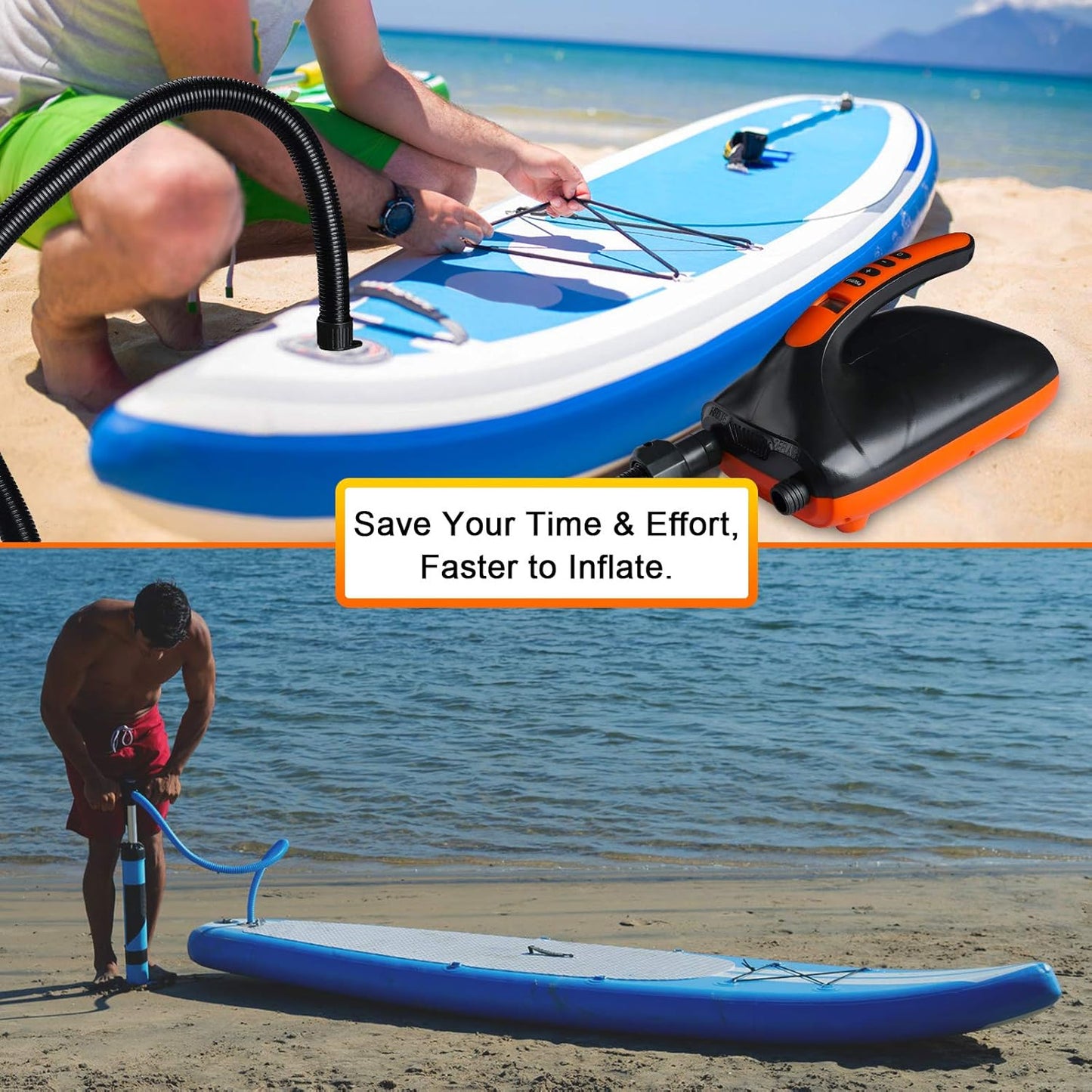 (open box) SUP Pump, Chefic 110W/ 12V SUP Electric Air Pump 20 PSI High Pressure, 2-in-1 Inflate & Deflator