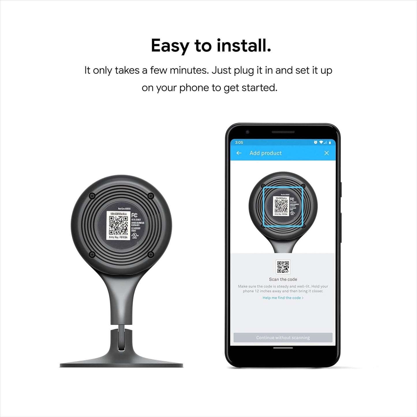 Google Nest Cam Indoor - Wired Indoor Camera for Home Security - Control with Your Phone